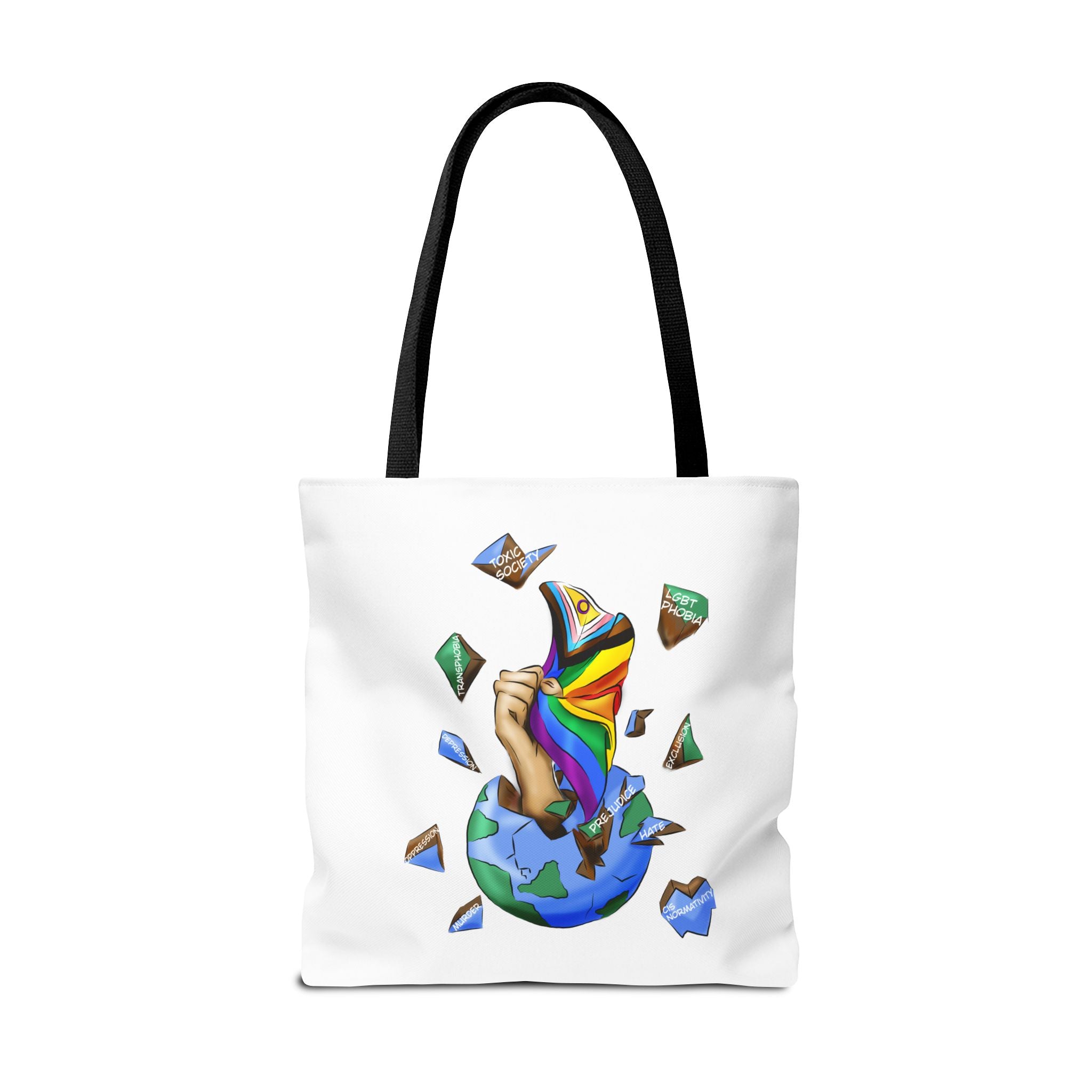 Progress Pride Flag Tote Bag – Breaking Barriers Art, Durable Polyester, Multiple Sizes | Inclusive LGBTQIA+ Accessory | Voce Lindx