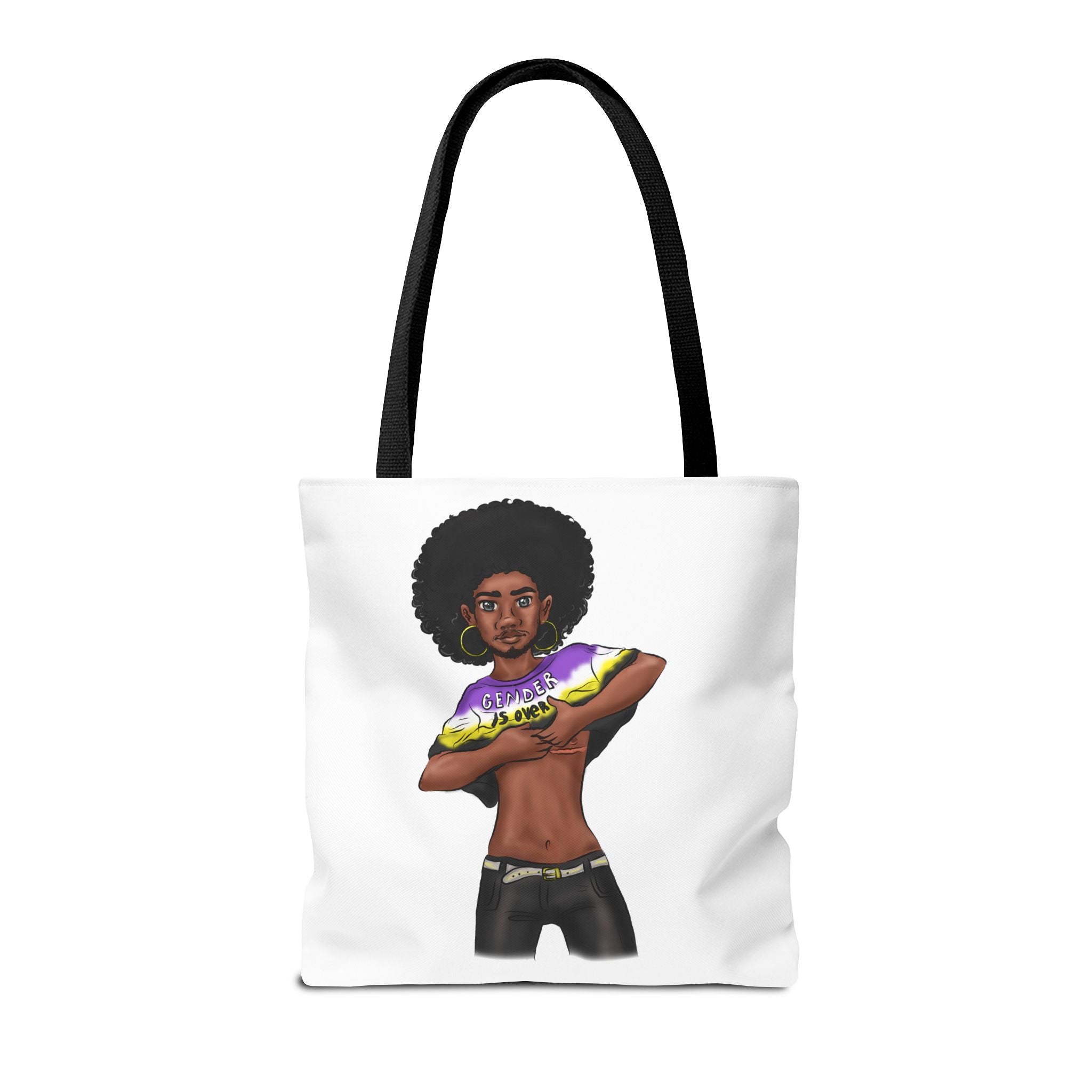 Gender Is Over Tote Bag – Gender-Free, Black Representation Art, Durable Polyester, Multiple Sizes | Inclusive LGBTQIA+ Accessory | Voce Lindx