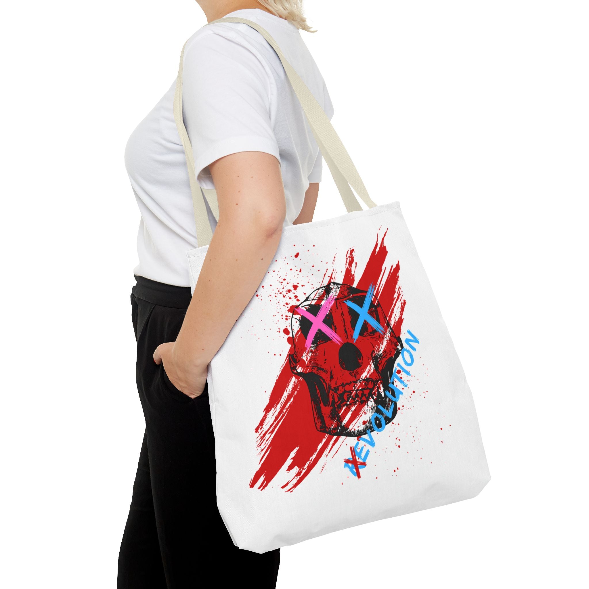 X Revolution Tote Bag – Gender-Free, Skull Art, Durable Polyester, Multiple Sizes | Inclusive LGBTQIA+ Accessory | Voce Lindx