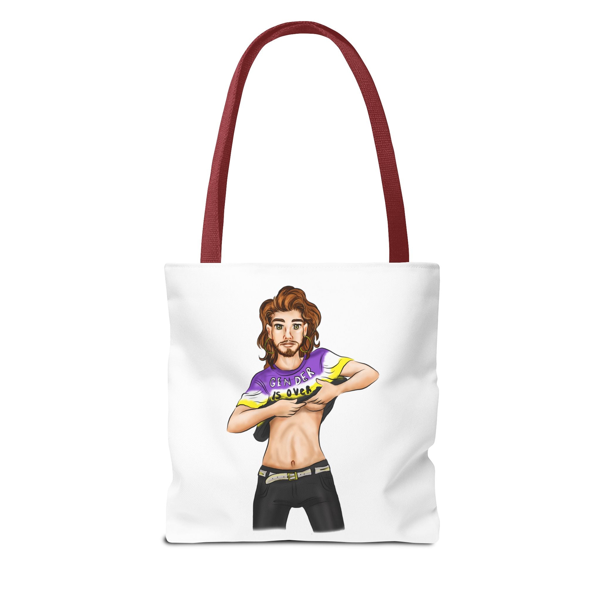 Nonbinary Pride Tote Bag – “Gender Is Over” Art, Durable Polyester, Multiple Sizes | Inclusive LGBTQIA+ Accessory | Voce Lindx
