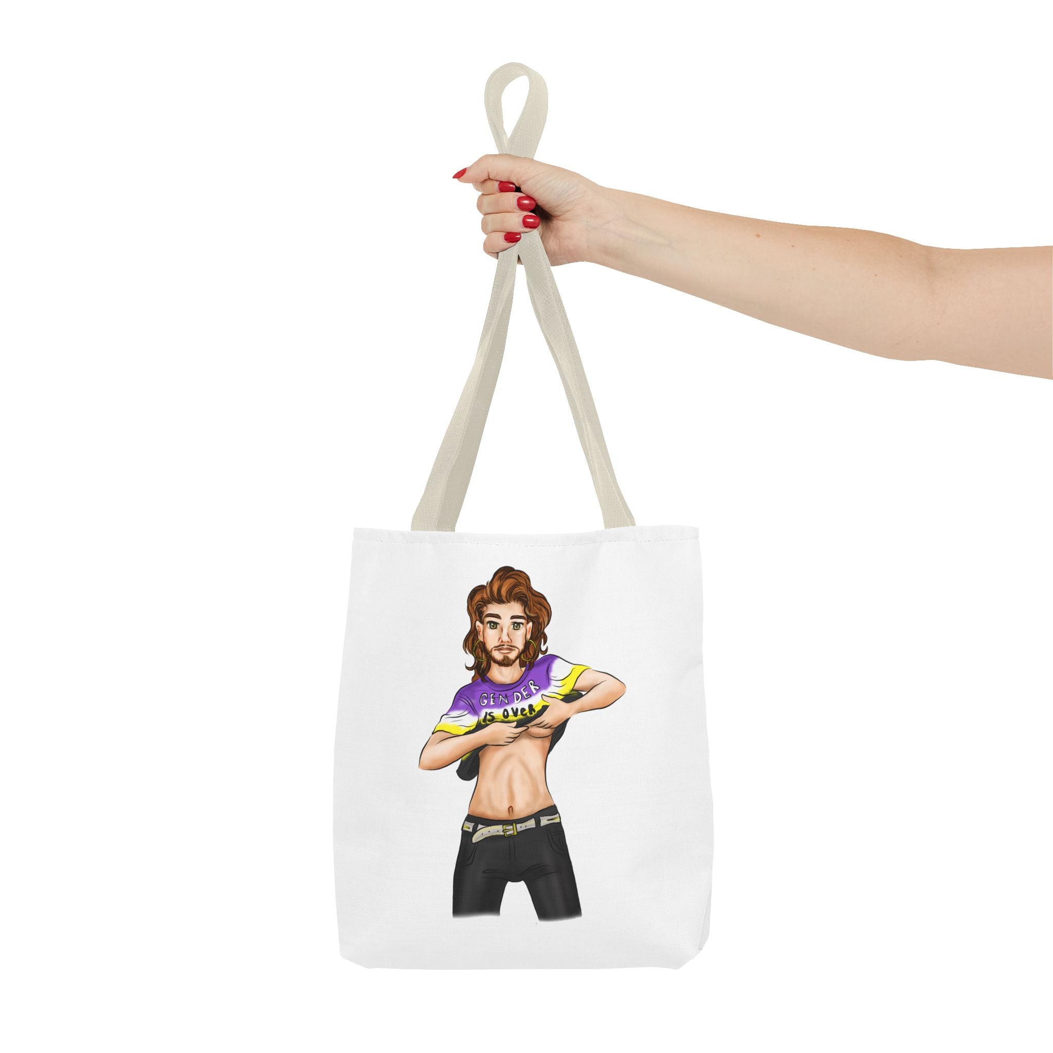 Nonbinary Pride Tote Bag – “Gender Is Over” Art, Durable Polyester, Multiple Sizes | Inclusive LGBTQIA+ Accessory | Voce Lindx