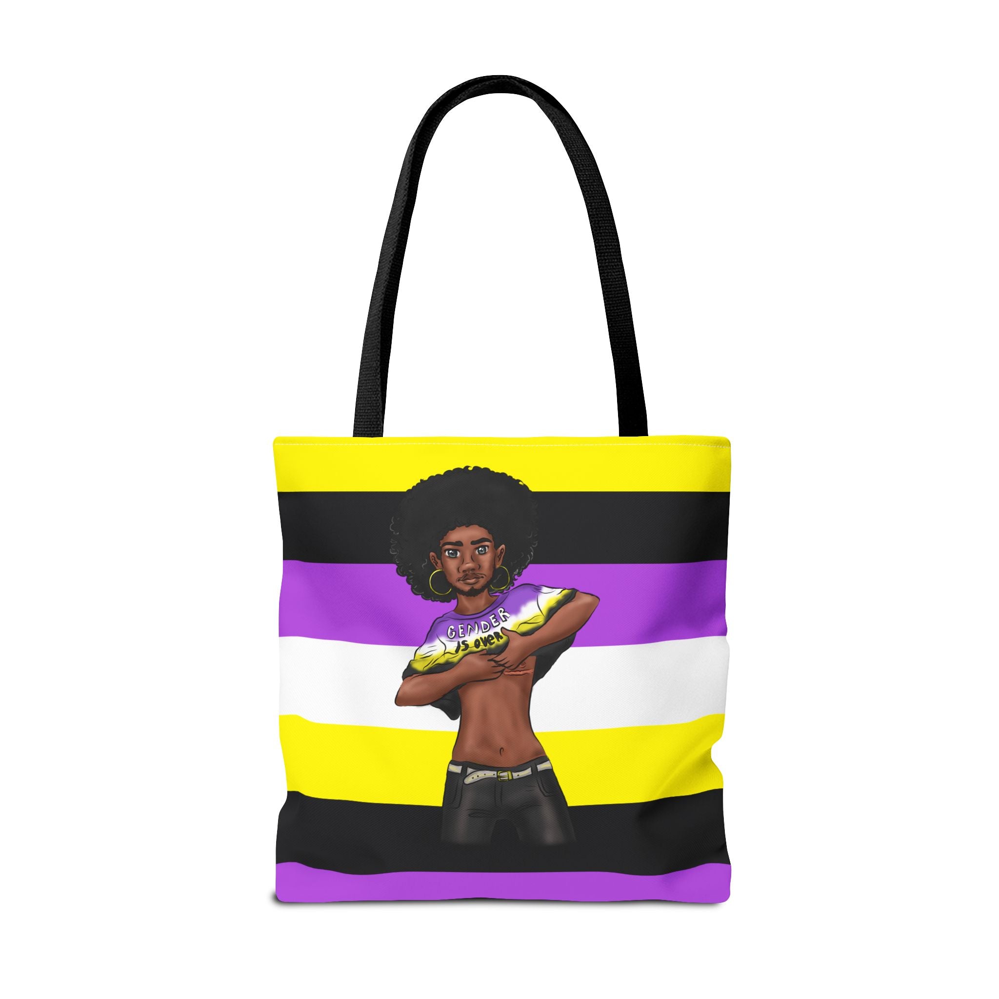 Nonbinary Pride Tote Bag – “Gender Is Over” Art, Durable Polyester, Multiple Sizes | Inclusive LGBTQIA+ Accessory | Voce Lindx