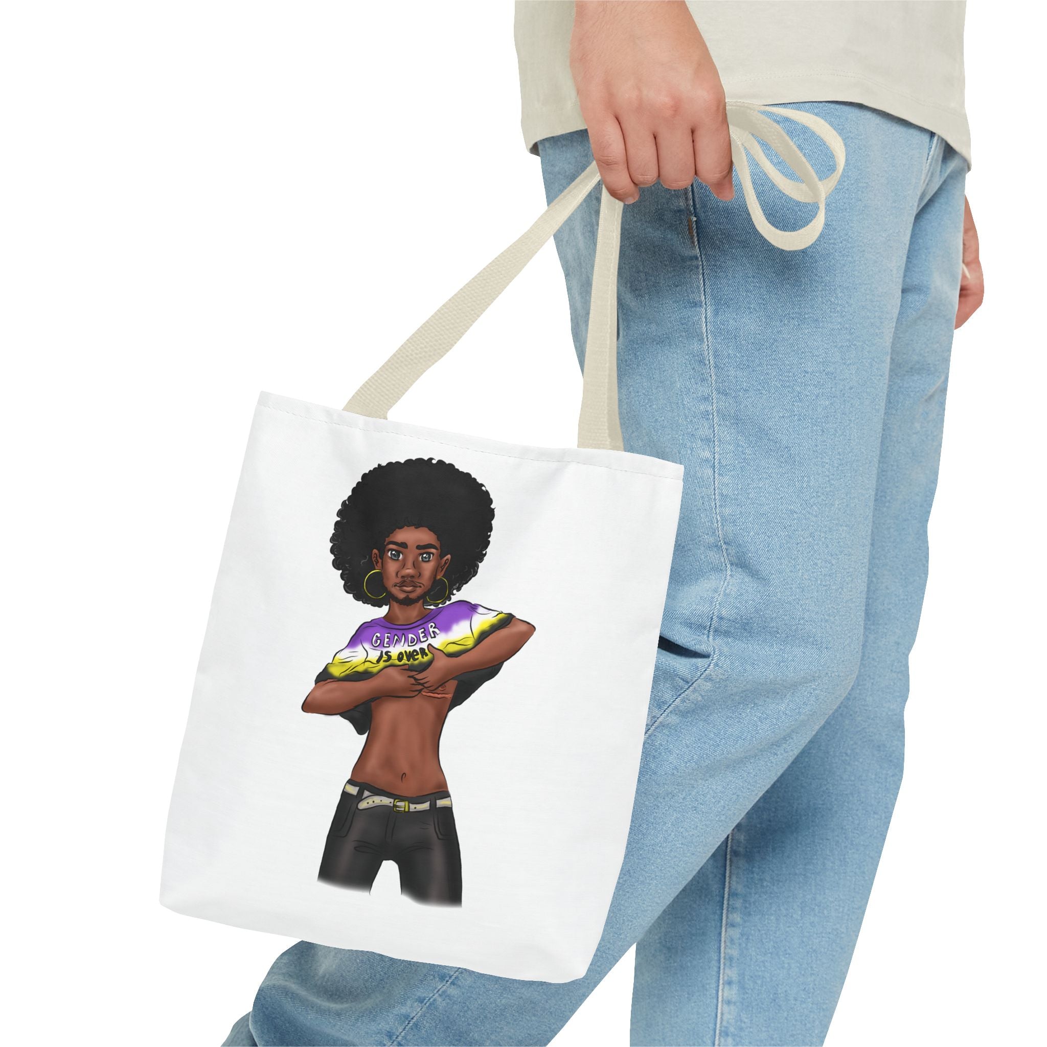 Gender Is Over Tote Bag – Gender-Free, Black Representation Art, Durable Polyester, Multiple Sizes | Inclusive LGBTQIA+ Accessory | Voce Lindx
