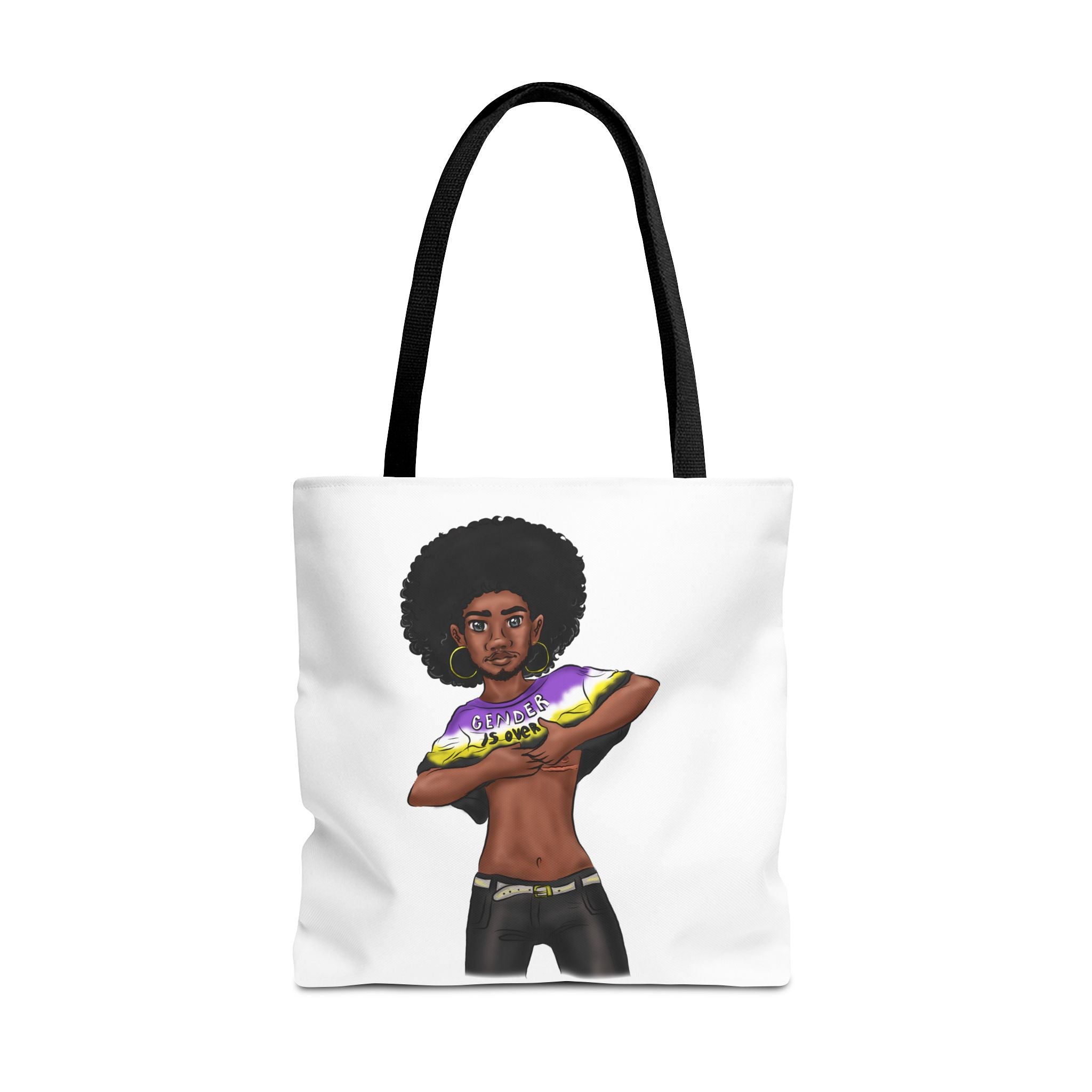 Gender Is Over Tote Bag – Gender-Free, Black Representation Art, Durable Polyester, Multiple Sizes | Inclusive LGBTQIA+ Accessory | Voce Lindx