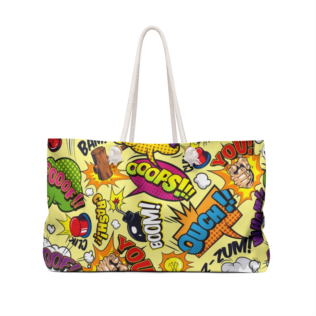 Pop Art Comic Weekender Bag – Oversized, Durable Polyester, Rope Handles | Inclusive Travel Tote | Voce Lindx