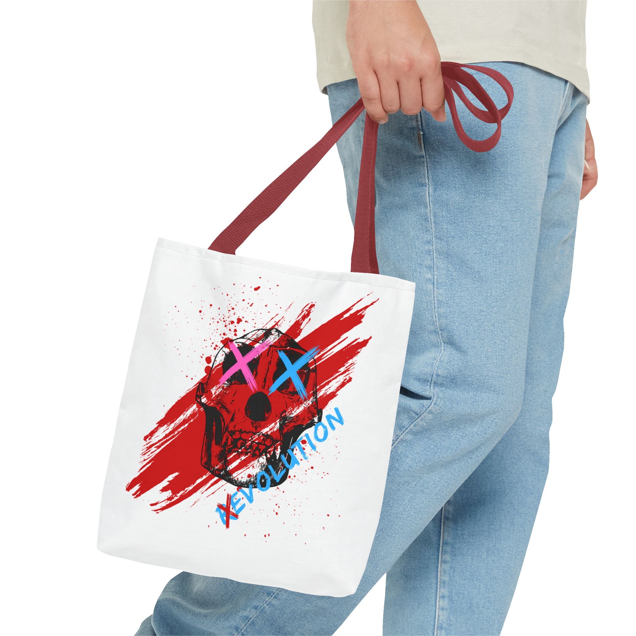 X Revolution Tote Bag – Gender-Free, Skull Art, Durable Polyester, Multiple Sizes | Inclusive LGBTQIA+ Accessory | Voce Lindx