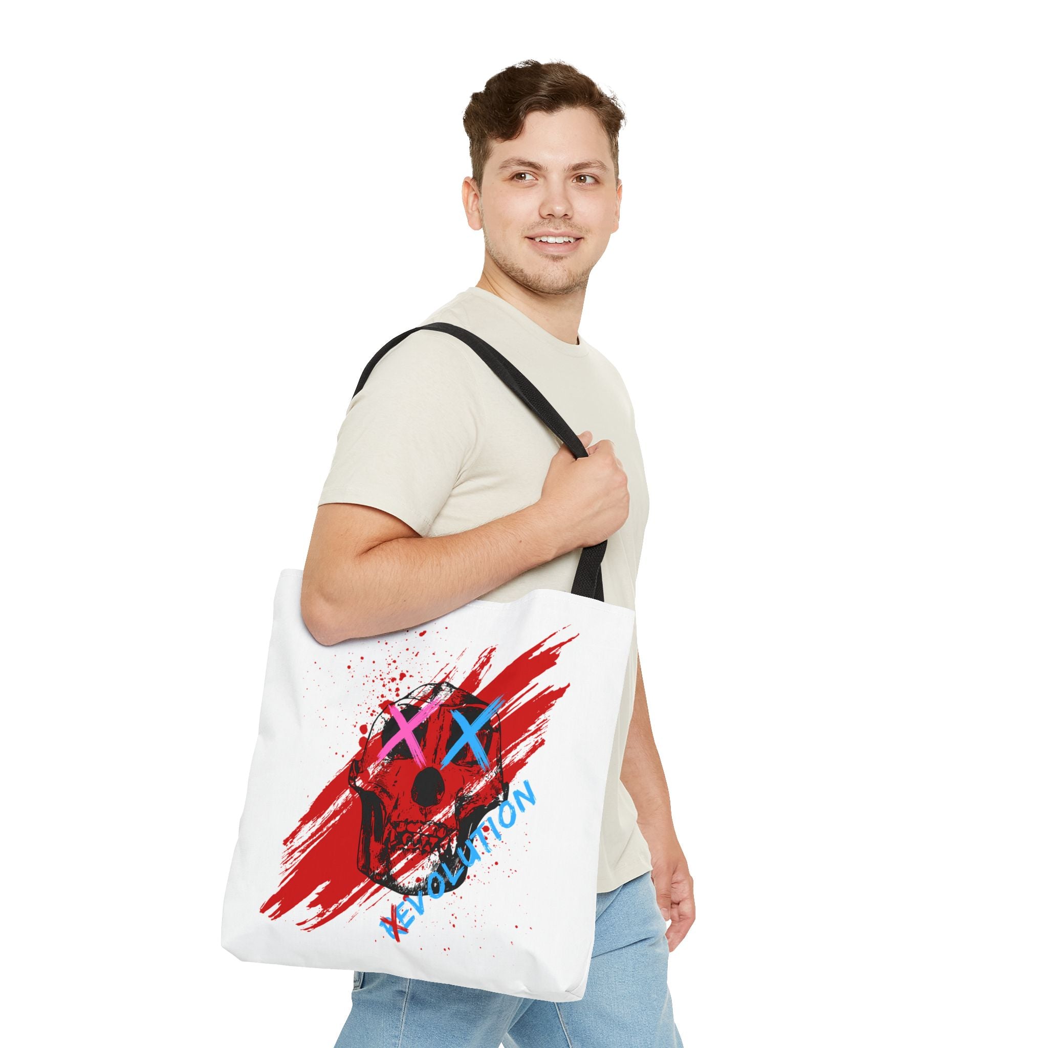 X Revolution Tote Bag – Gender-Free, Skull Art, Durable Polyester, Multiple Sizes | Inclusive LGBTQIA+ Accessory | Voce Lindx