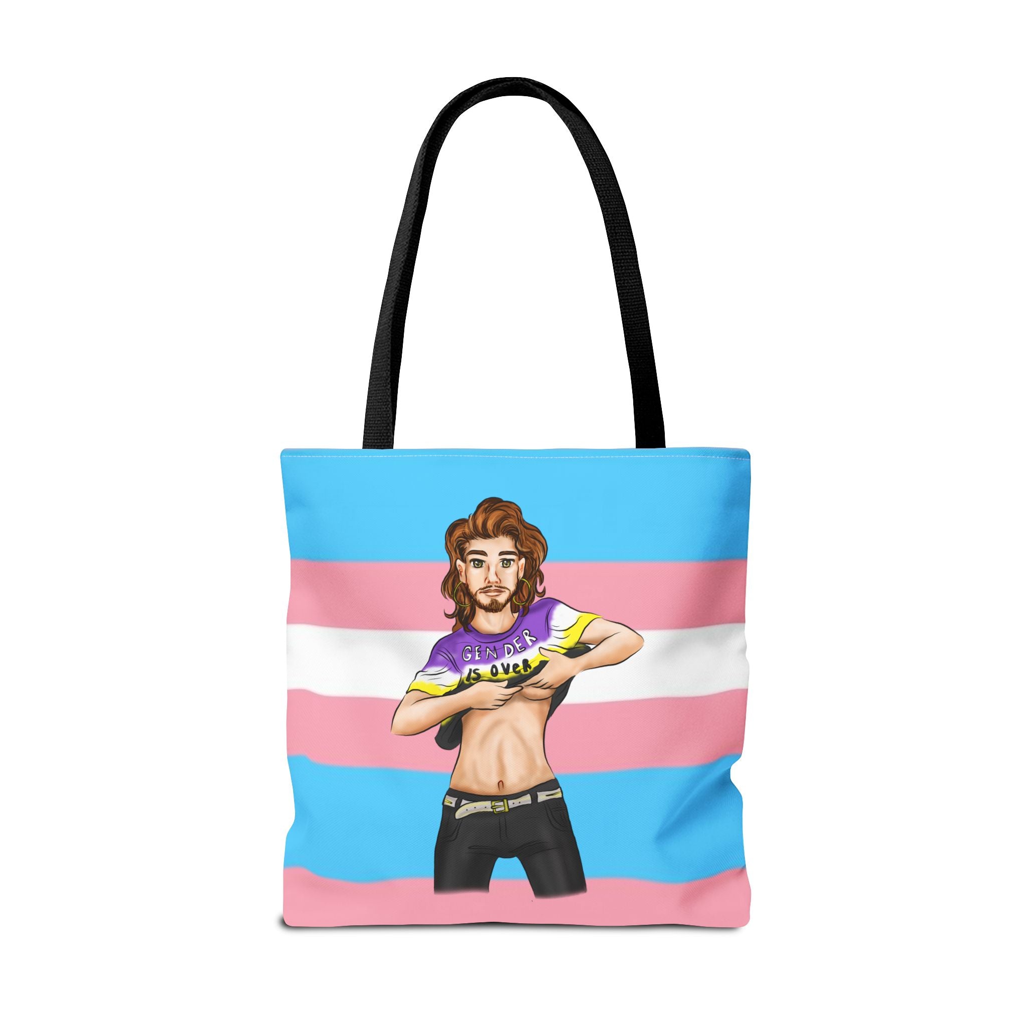 Trans Pride Tote Bag – “Gender Is Over” Art, Durable Polyester, Multiple Sizes | Inclusive LGBTQIA+ Accessory | Voce Lindx