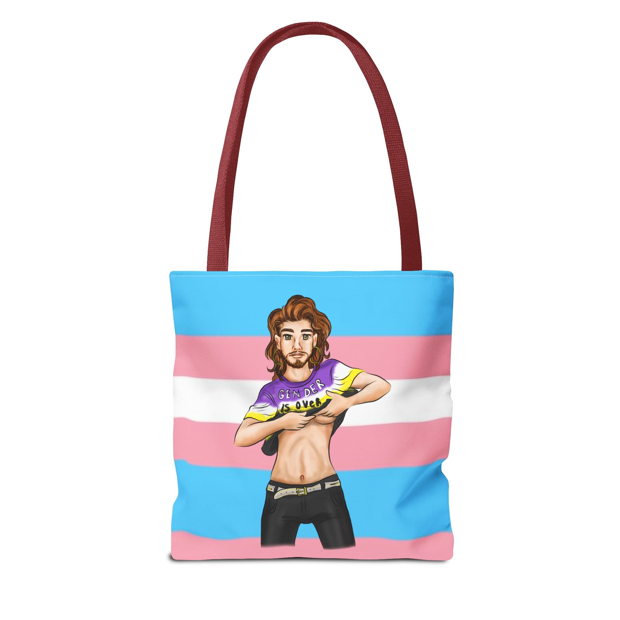 Trans Pride Tote Bag – “Gender Is Over” Art, Durable Polyester, Multiple Sizes | Inclusive LGBTQIA+ Accessory | Voce Lindx