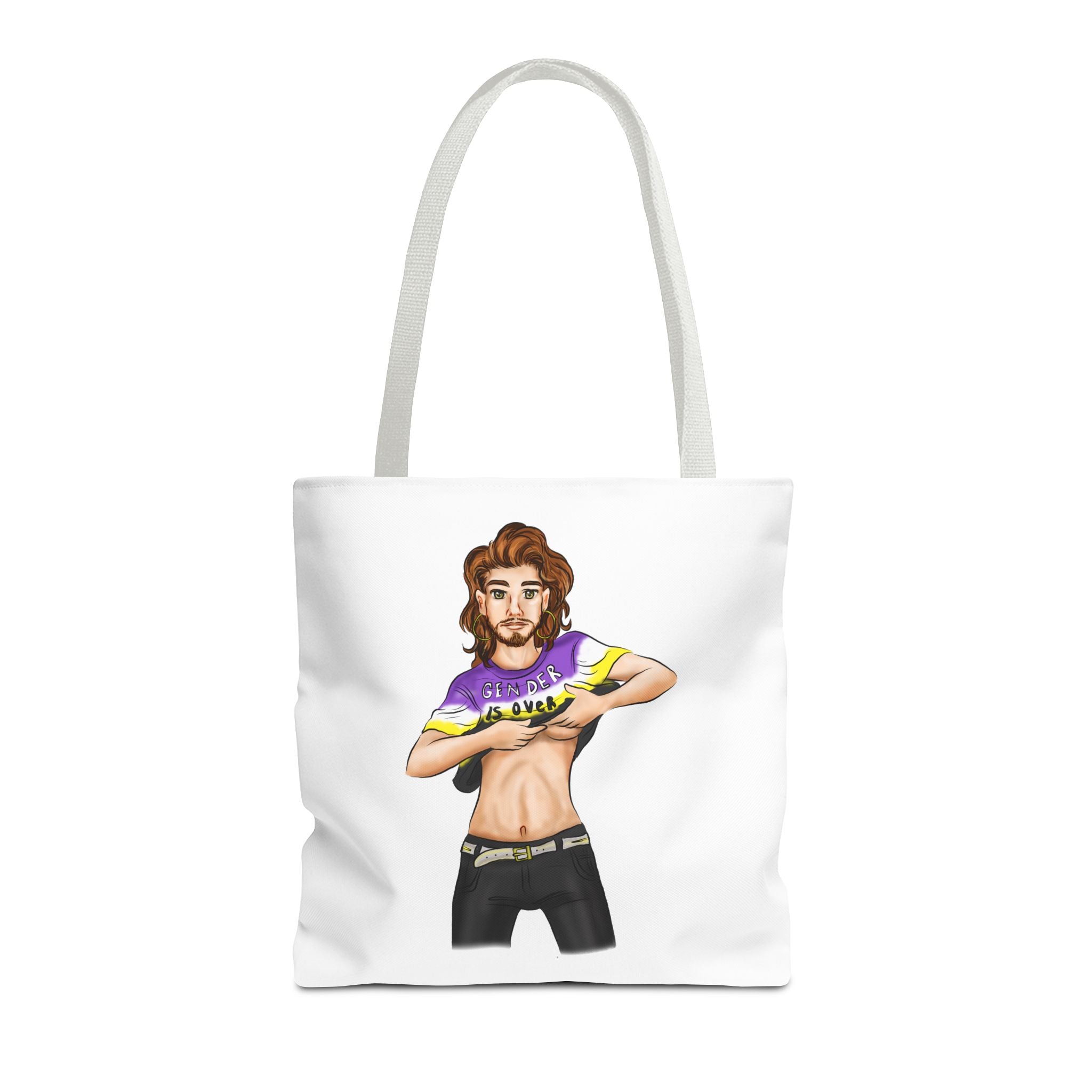 Nonbinary Pride Tote Bag – “Gender Is Over” Art, Durable Polyester, Multiple Sizes | Inclusive LGBTQIA+ Accessory | Voce Lindx