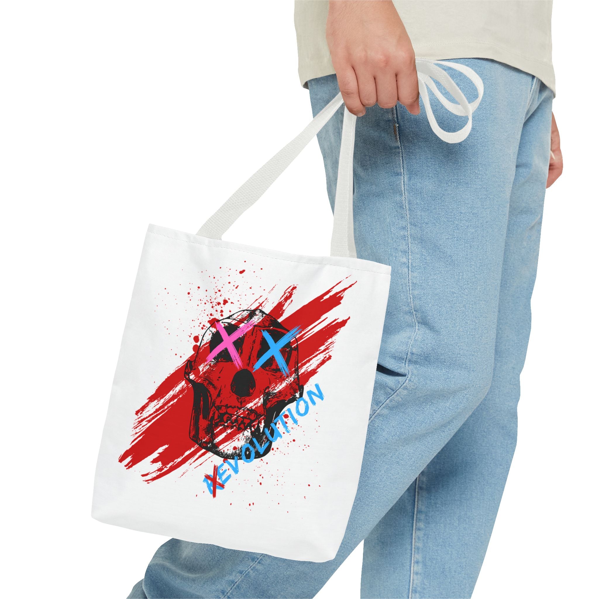 X Revolution Tote Bag – Gender-Free, Skull Art, Durable Polyester, Multiple Sizes | Inclusive LGBTQIA+ Accessory | Voce Lindx