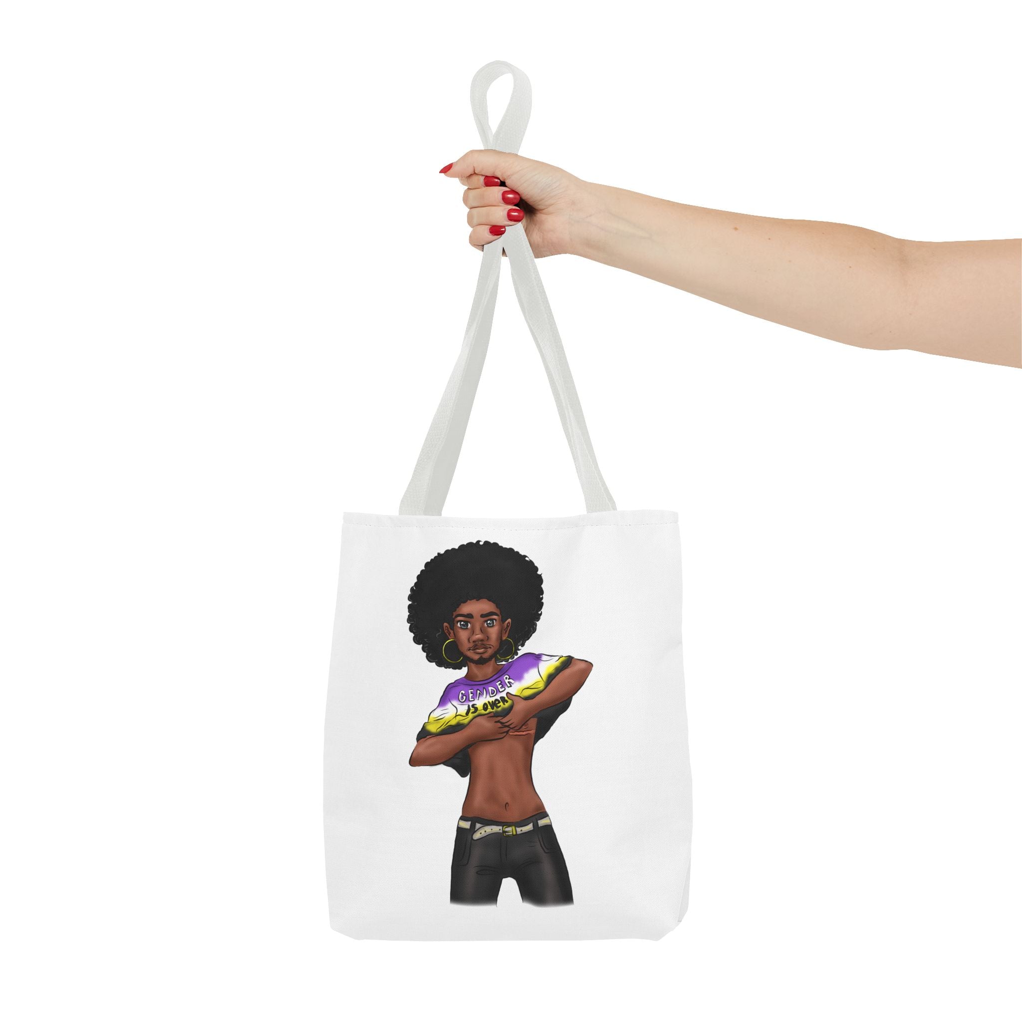 Gender Is Over Tote Bag – Gender-Free, Black Representation Art, Durable Polyester, Multiple Sizes | Inclusive LGBTQIA+ Accessory | Voce Lindx