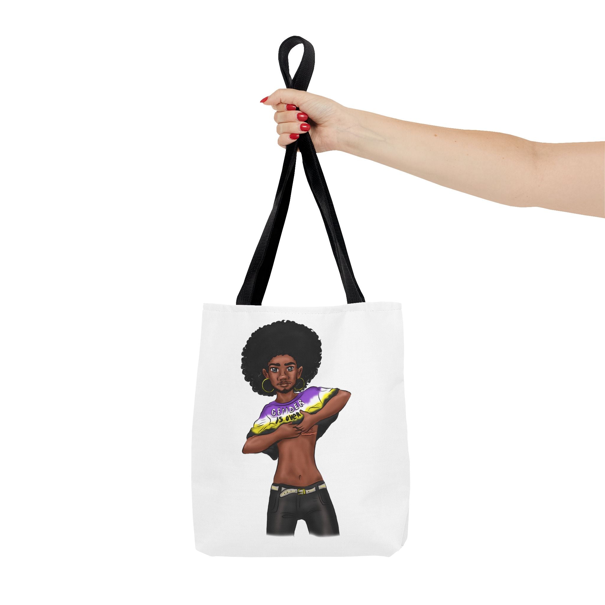 Gender Is Over Tote Bag – Gender-Free, Black Representation Art, Durable Polyester, Multiple Sizes | Inclusive LGBTQIA+ Accessory | Voce Lindx