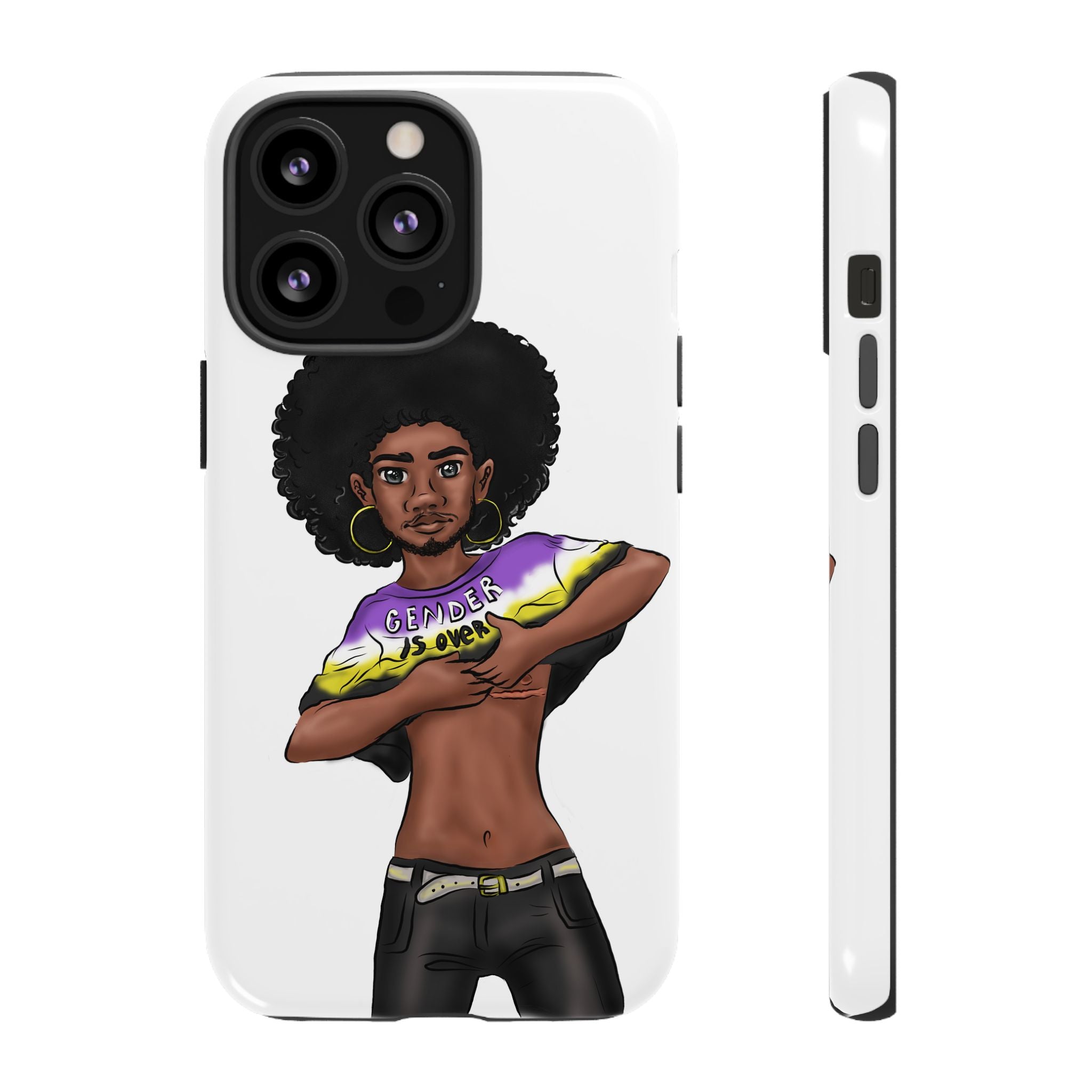 Gender Is Over Tough Phone Case – Gender-Free, Black Representation Art, Dual Layer Protection | Voce Lindx