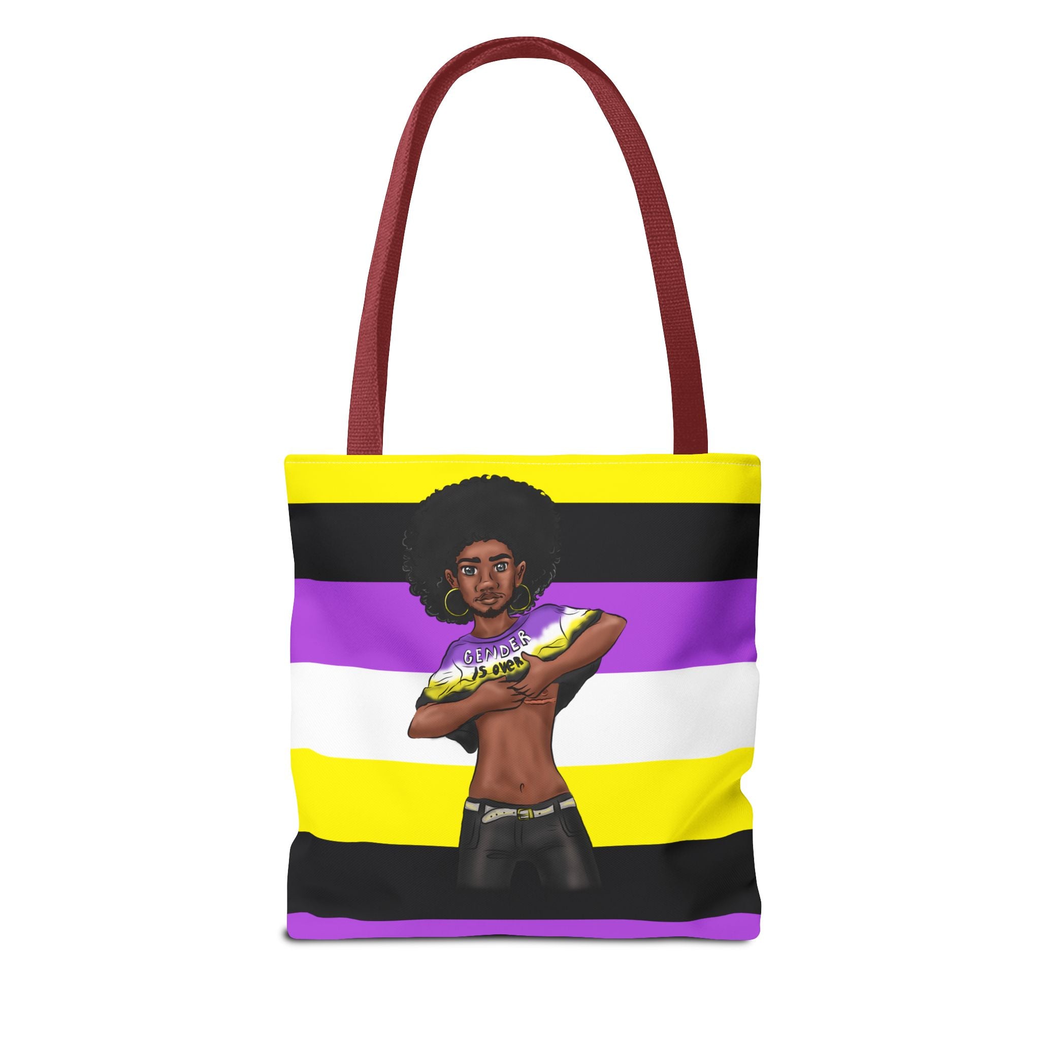 Nonbinary Pride Tote Bag – “Gender Is Over” Art, Durable Polyester, Multiple Sizes | Inclusive LGBTQIA+ Accessory | Voce Lindx