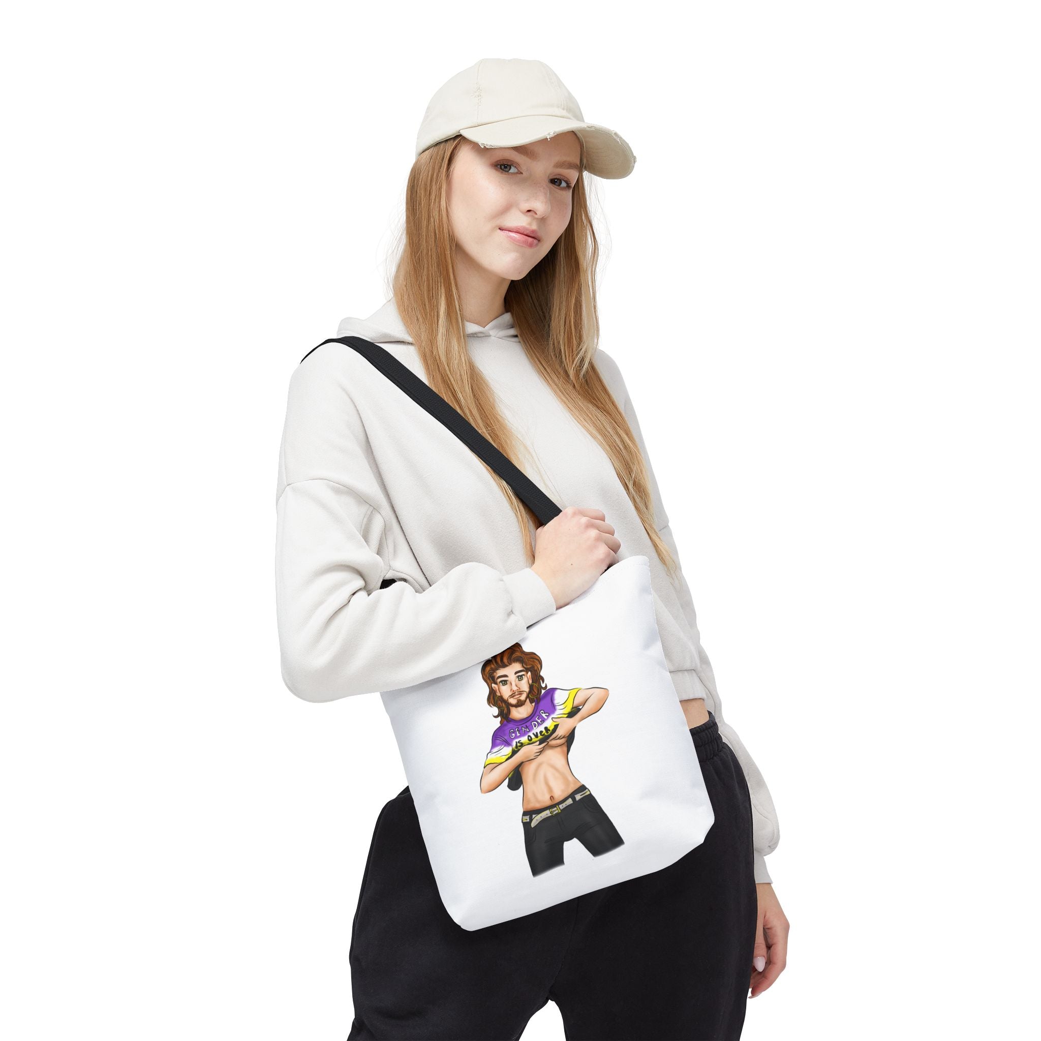 Nonbinary Pride Tote Bag – “Gender Is Over” Art, Durable Polyester, Multiple Sizes | Inclusive LGBTQIA+ Accessory | Voce Lindx