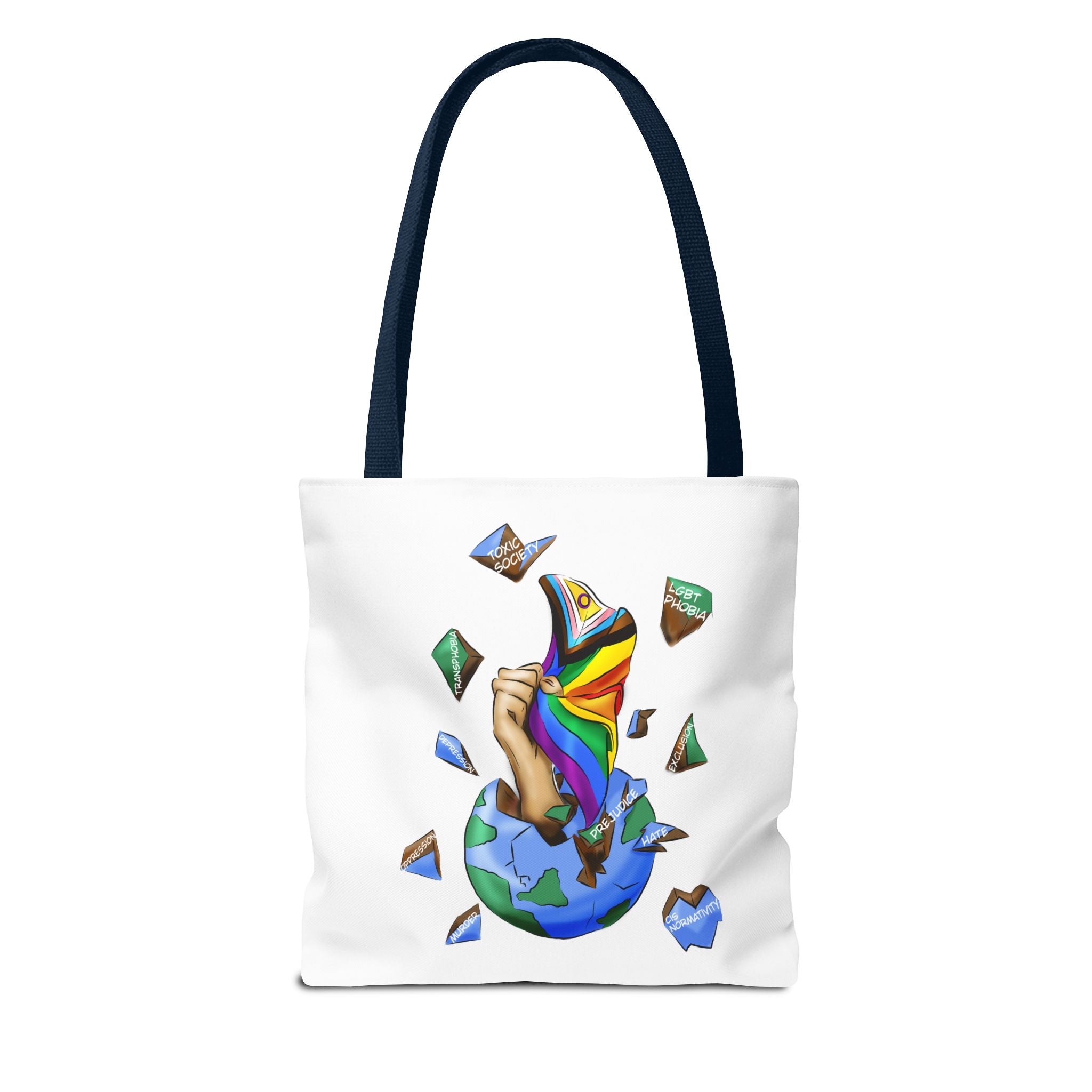 Progress Pride Flag Tote Bag – Breaking Barriers Art, Durable Polyester, Multiple Sizes | Inclusive LGBTQIA+ Accessory | Voce Lindx