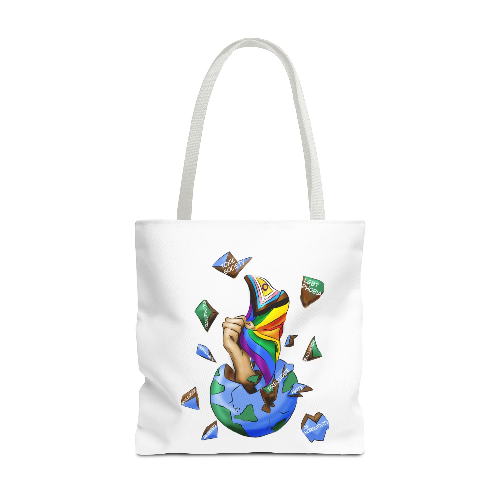 Progress Pride Flag Tote Bag – Breaking Barriers Art, Durable Polyester, Multiple Sizes | Inclusive LGBTQIA+ Accessory | Voce Lindx