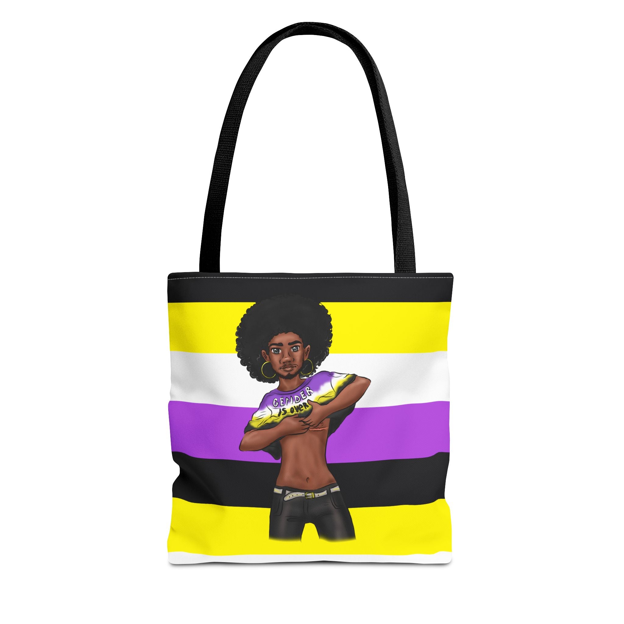 Nonbinary Pride Tote Bag – “Gender Is Over” Art, Durable Polyester, Multiple Sizes | Inclusive LGBTQIA+ Accessory | Voce Lindx