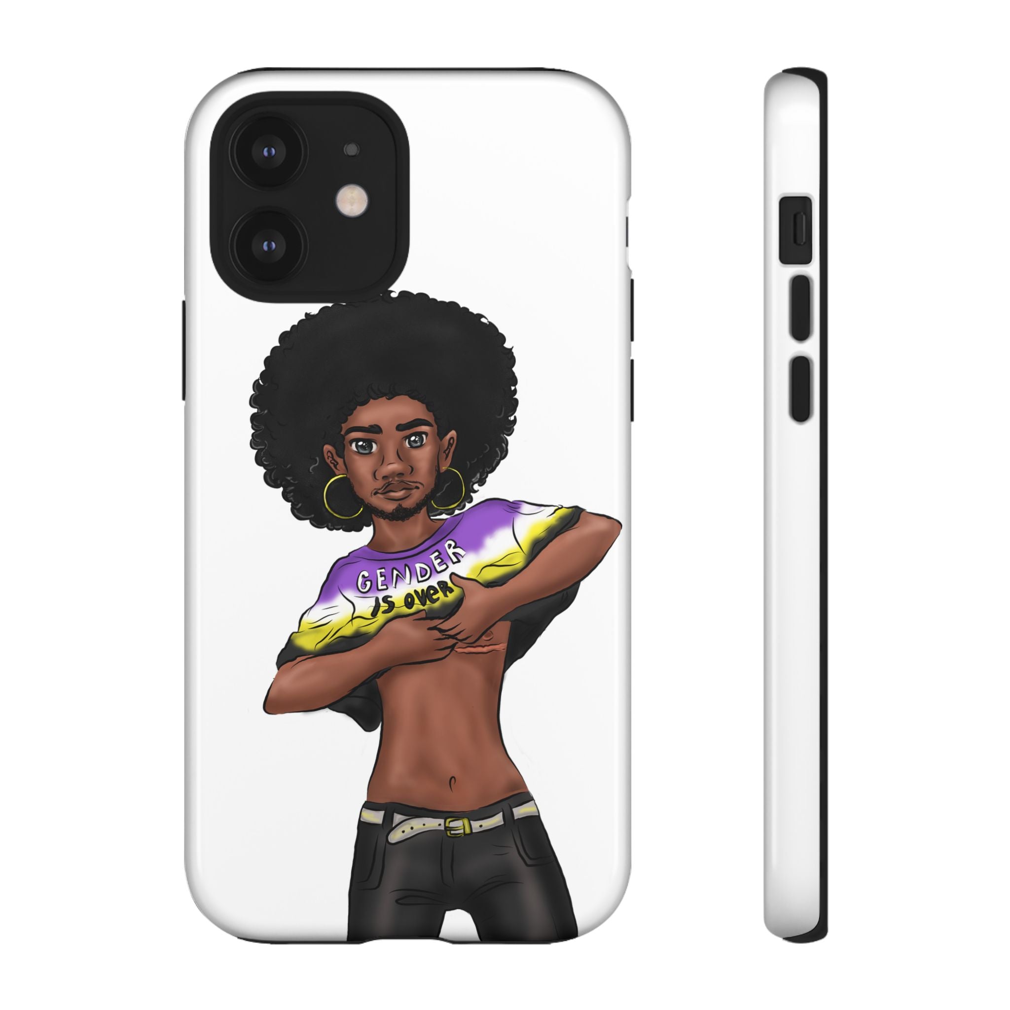 Gender Is Over Tough Phone Case – Gender-Free, Black Representation Art, Dual Layer Protection | Voce Lindx