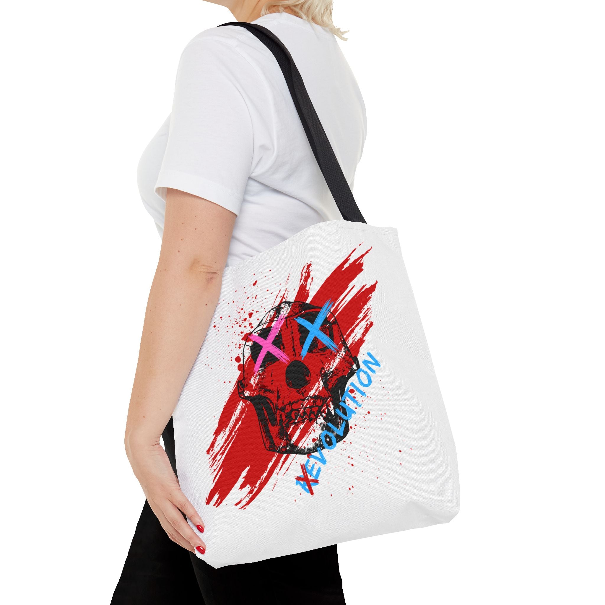 X Revolution Tote Bag – Gender-Free, Skull Art, Durable Polyester, Multiple Sizes | Inclusive LGBTQIA+ Accessory | Voce Lindx