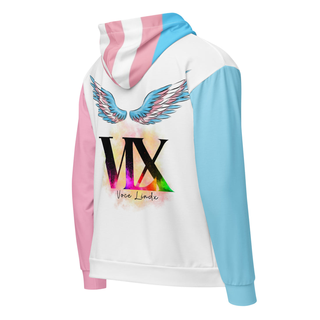 Transgender Flag Zip Hoodie – Soft Fleece, Metal Zip & Front Pockets | Inclusive Pride Wear by Voce Lindx
