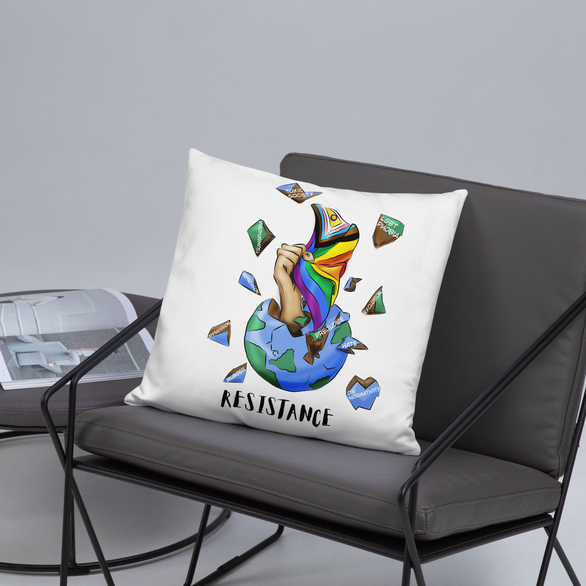 Basic Cushion – “Resistance Planet” Print | Decorative Square Throw Pillow | Voce Lindx