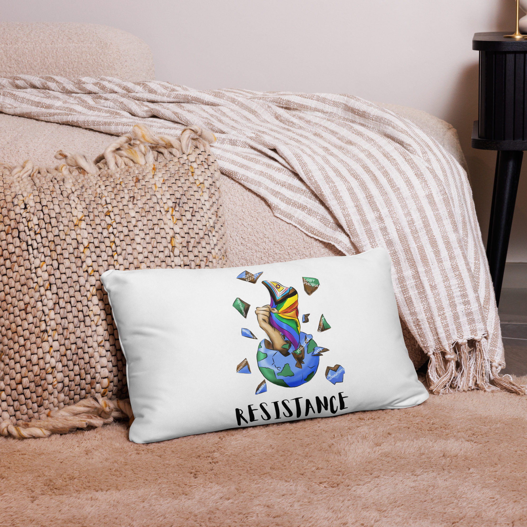 Basic Cushion – “Resistance Planet” Print | Decorative Square Throw Pillow | Voce Lindx