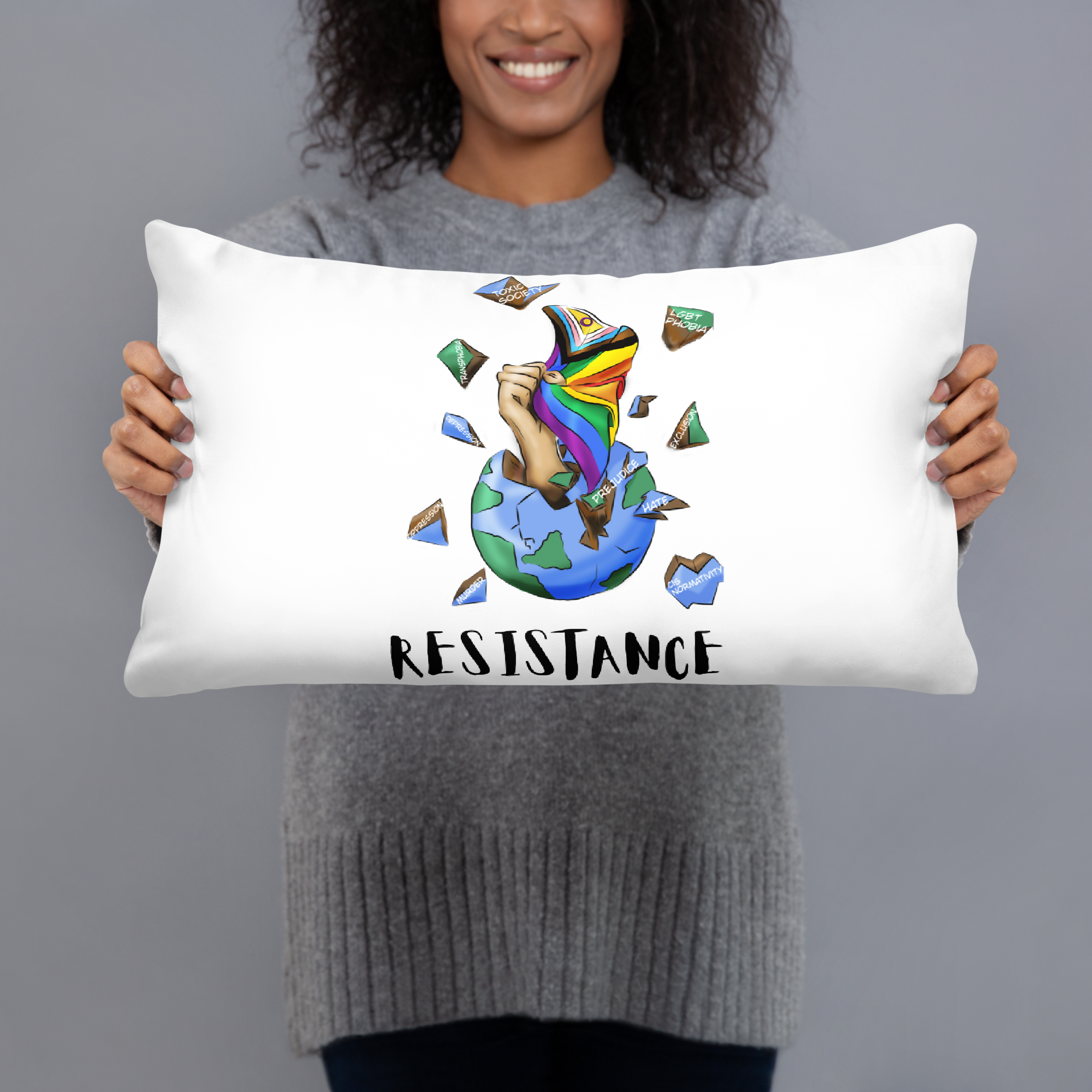 Basic Cushion – “Resistance Planet” Print | Decorative Square Throw Pillow | Voce Lindx