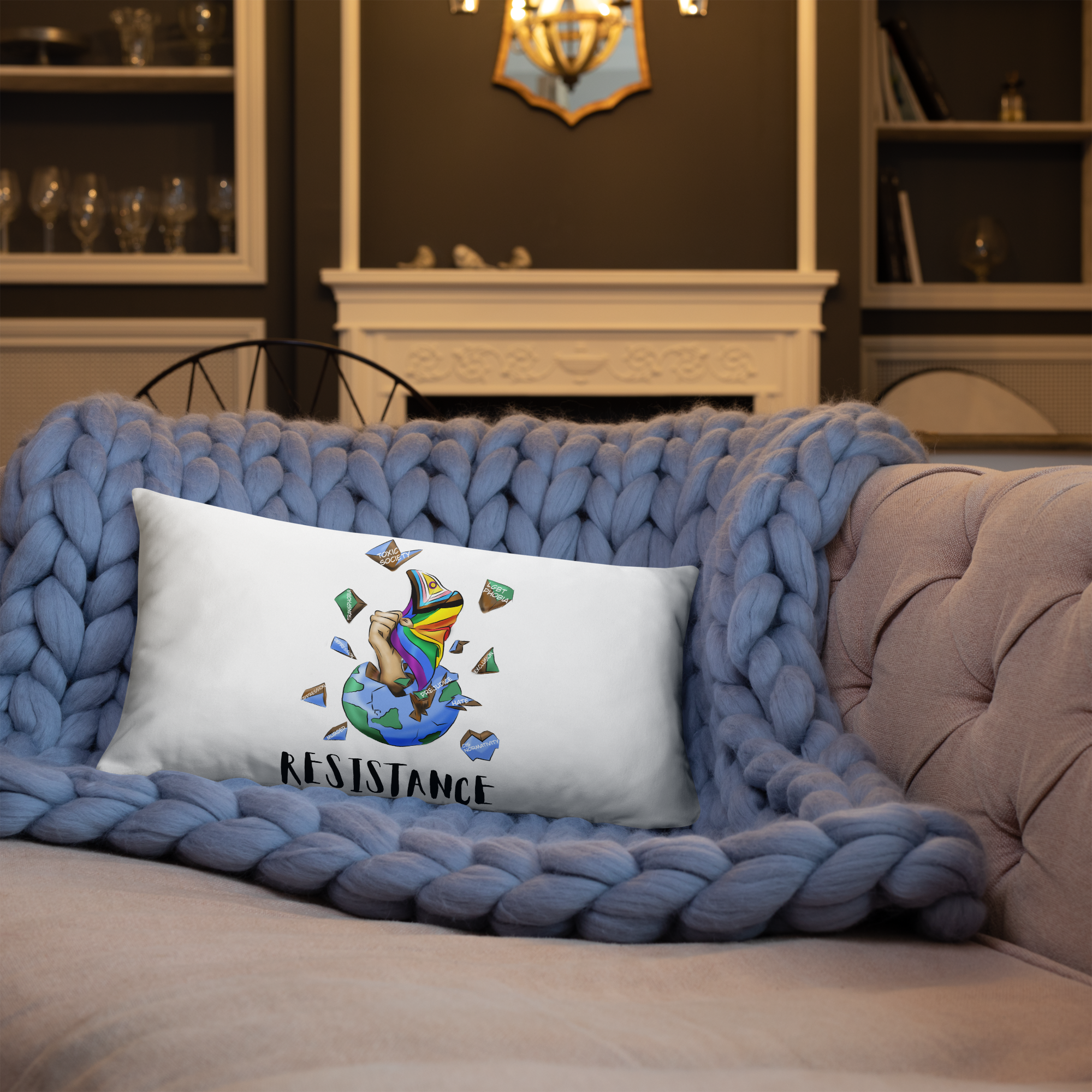 Basic Cushion – “Resistance Planet” Print | Decorative Square Throw Pillow | Voce Lindx