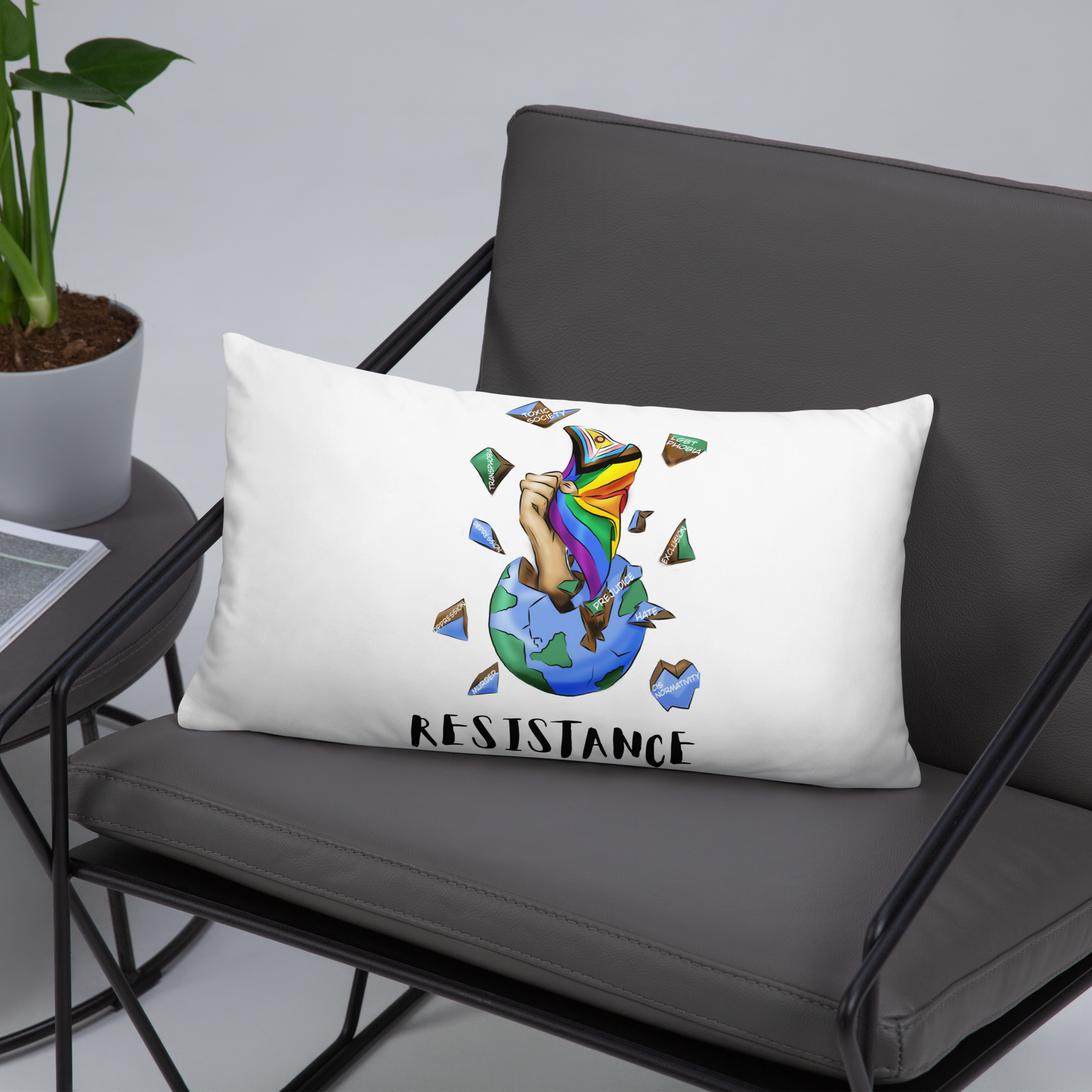 Basic Cushion – “Resistance Planet” Print | Decorative Square Throw Pillow | Voce Lindx