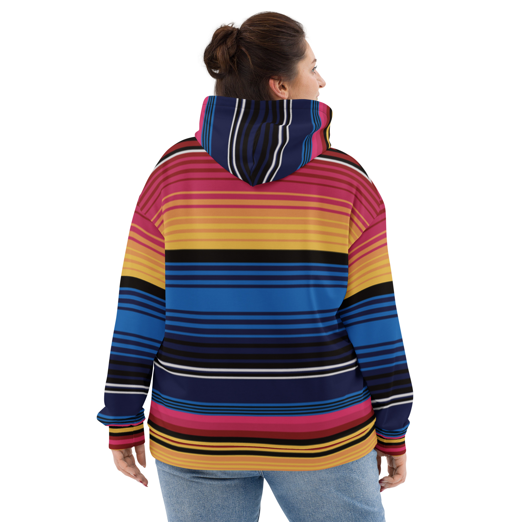 Coloured Stripe Hoodie – Vibrant Band Print | Relaxed Cotton-Blend Sweatshirt