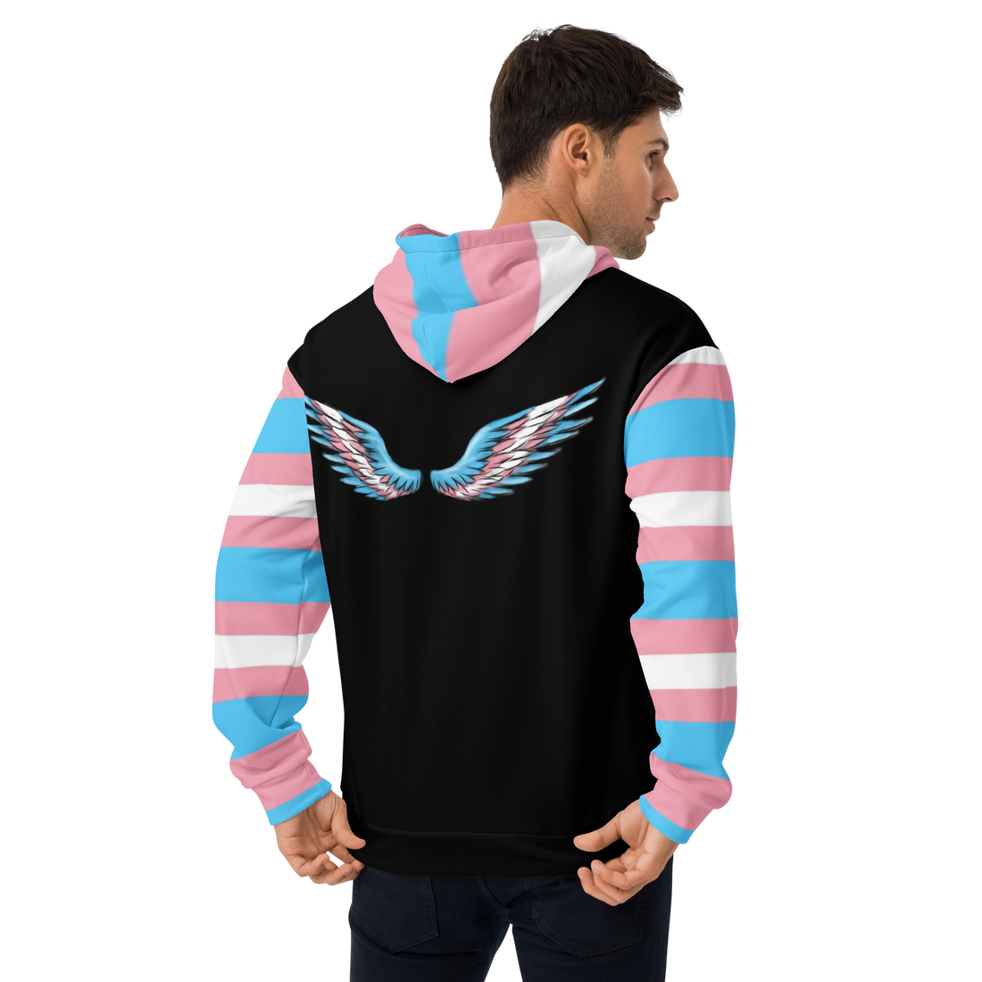 Transgender Pride Flag Hoodie – Light Blue, Pink and White | Inclusive and Comfortable