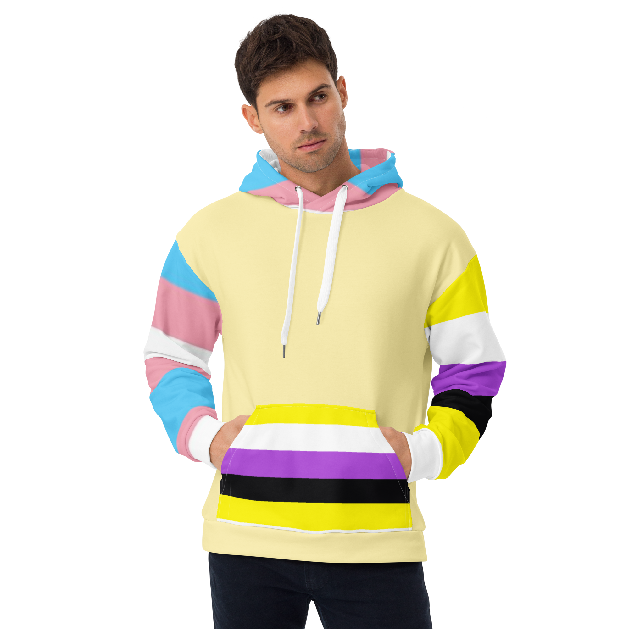 Trans + Non-Binary Flag Hoodie – Inclusive Pride Fashion | Comfortable & Gender-Free Statement Wear