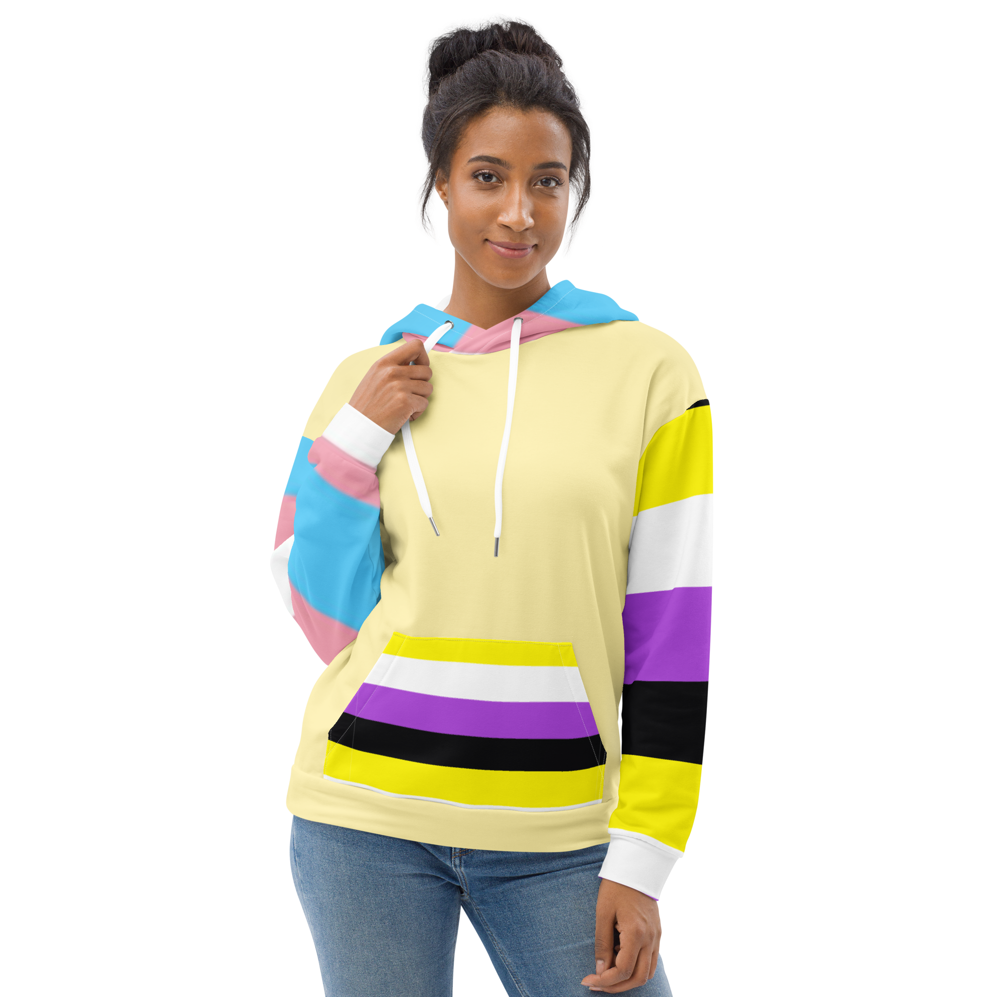 Trans + Non-Binary Flag Hoodie – Inclusive Pride Fashion | Comfortable & Gender-Free Statement Wear