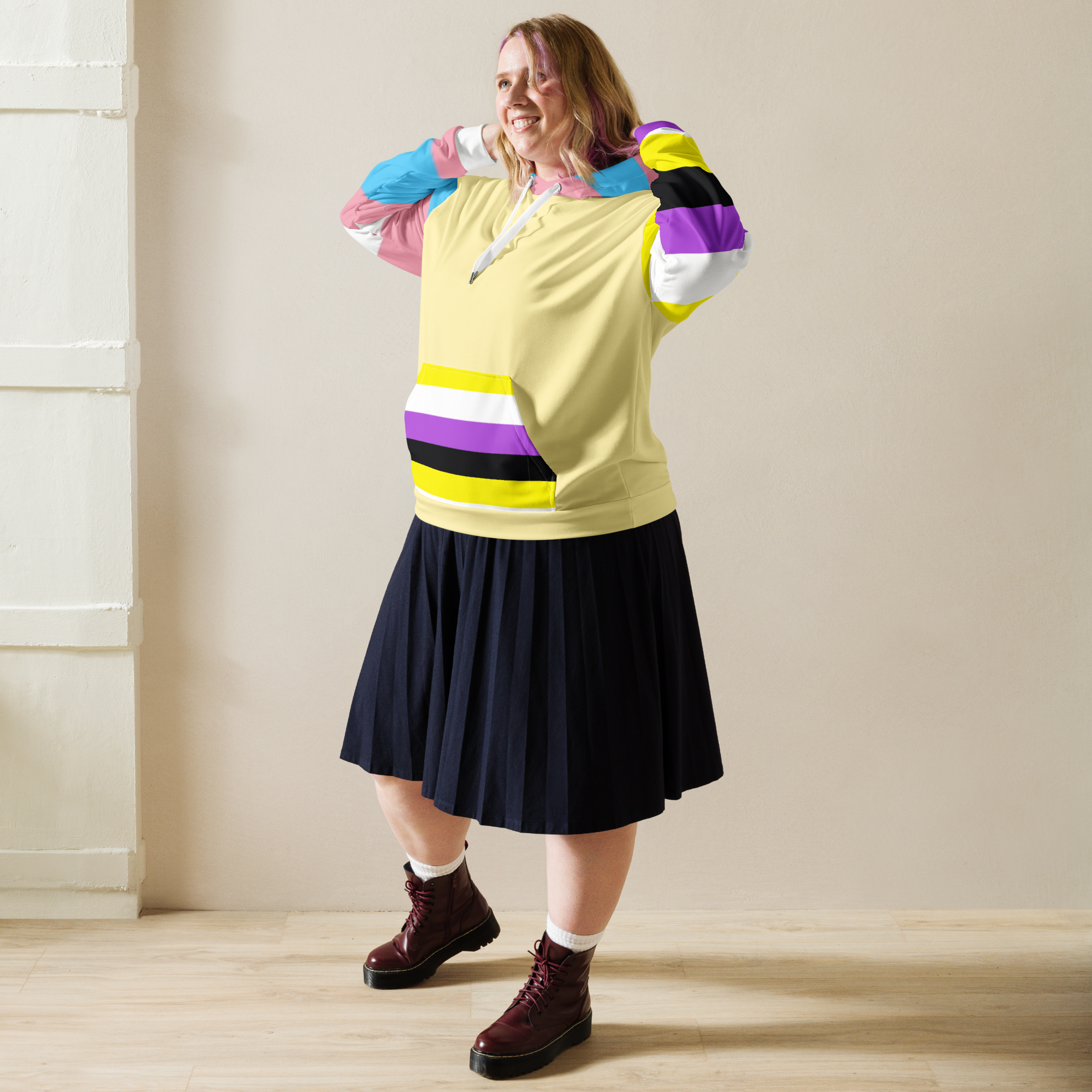 Trans + Non-Binary Flag Hoodie – Inclusive Pride Fashion | Comfortable & Gender-Free Statement Wear