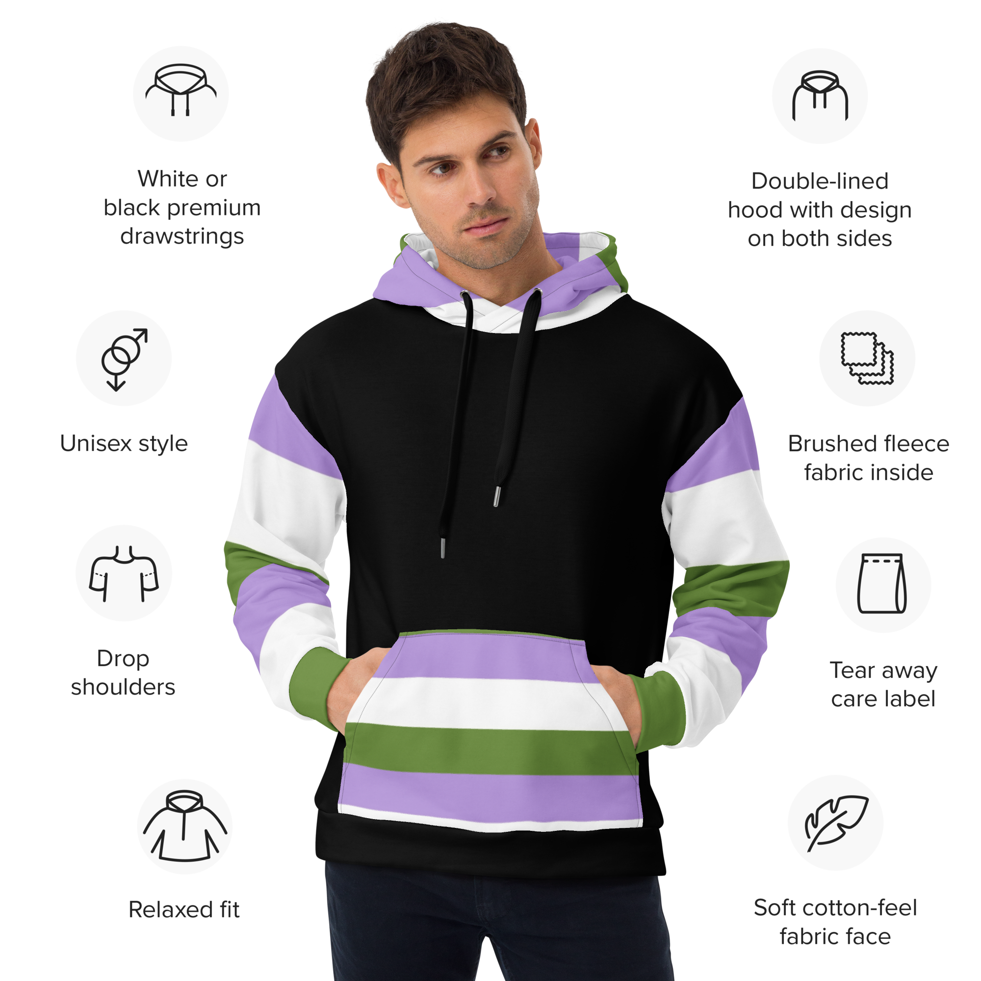 Genderqueer Pride Hoodie – Empowering Statement Design | Soft & Durable Fit