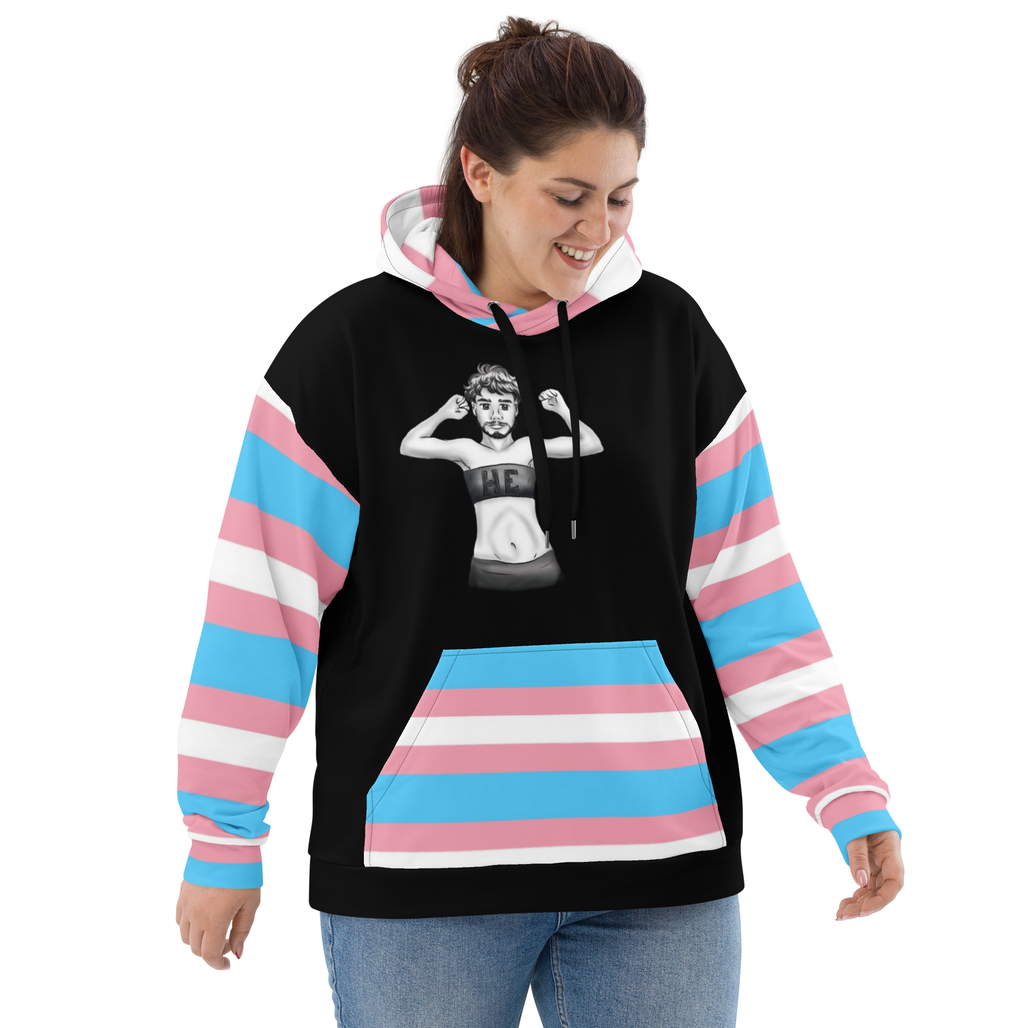 Transgender Pride Flag Hoodie – Light Blue, Pink and White Statement Piece