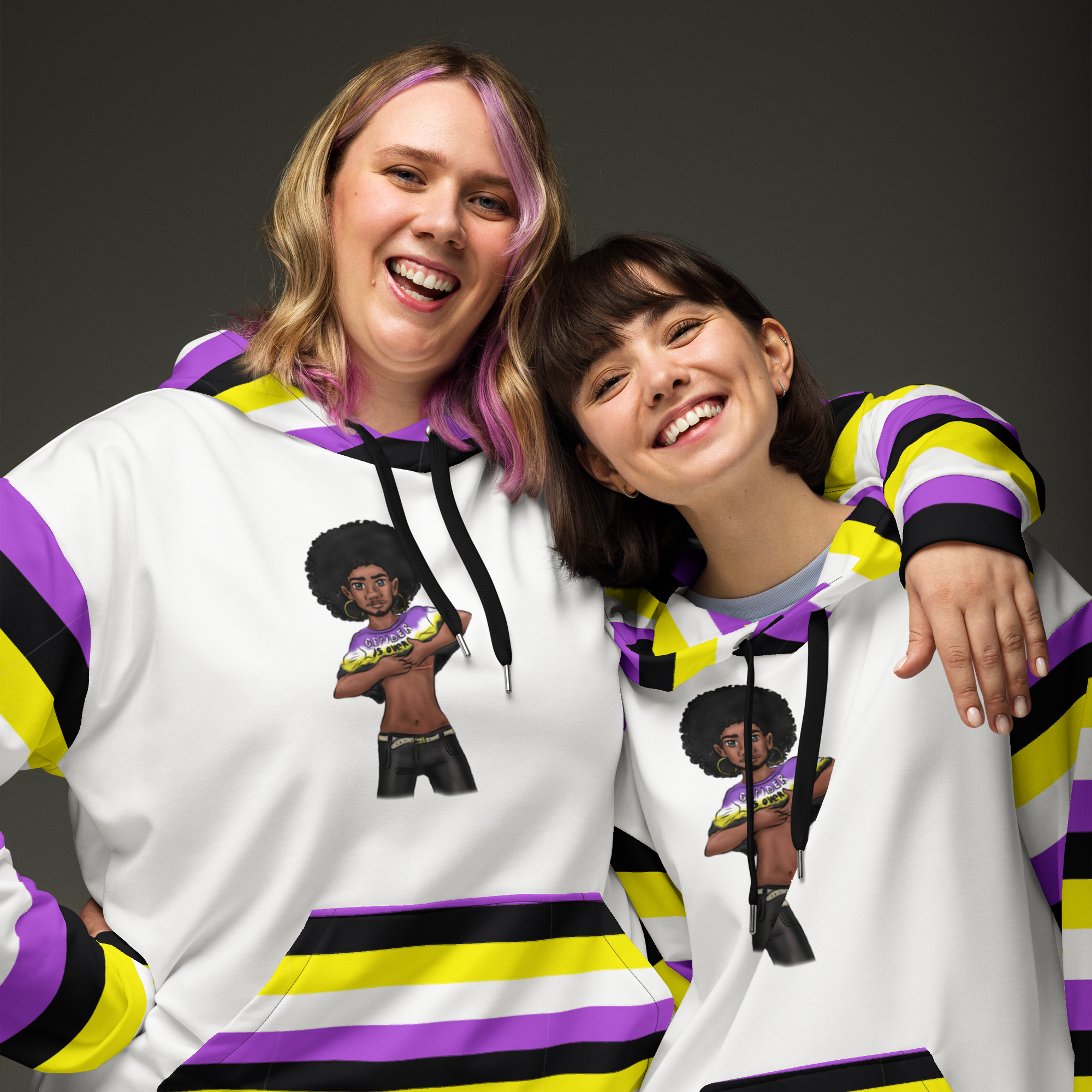 Non-Binary “Gender Is Over” Hoodie – Black and Yellow | Bold, Inclusive & Comfortable