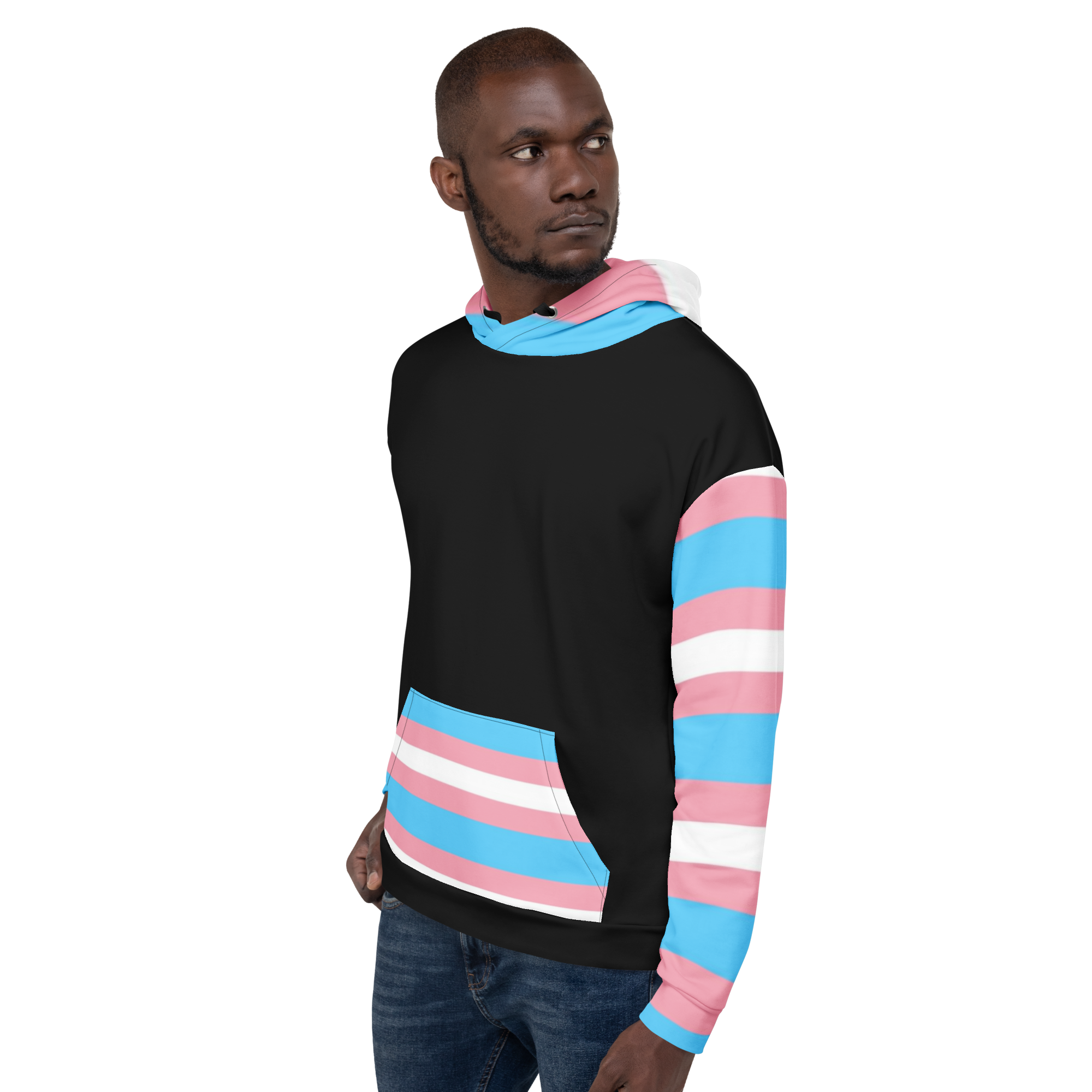 Transgender Pride Flag Hoodie – Light Blue, Pink and White | Inclusive and Comfortable