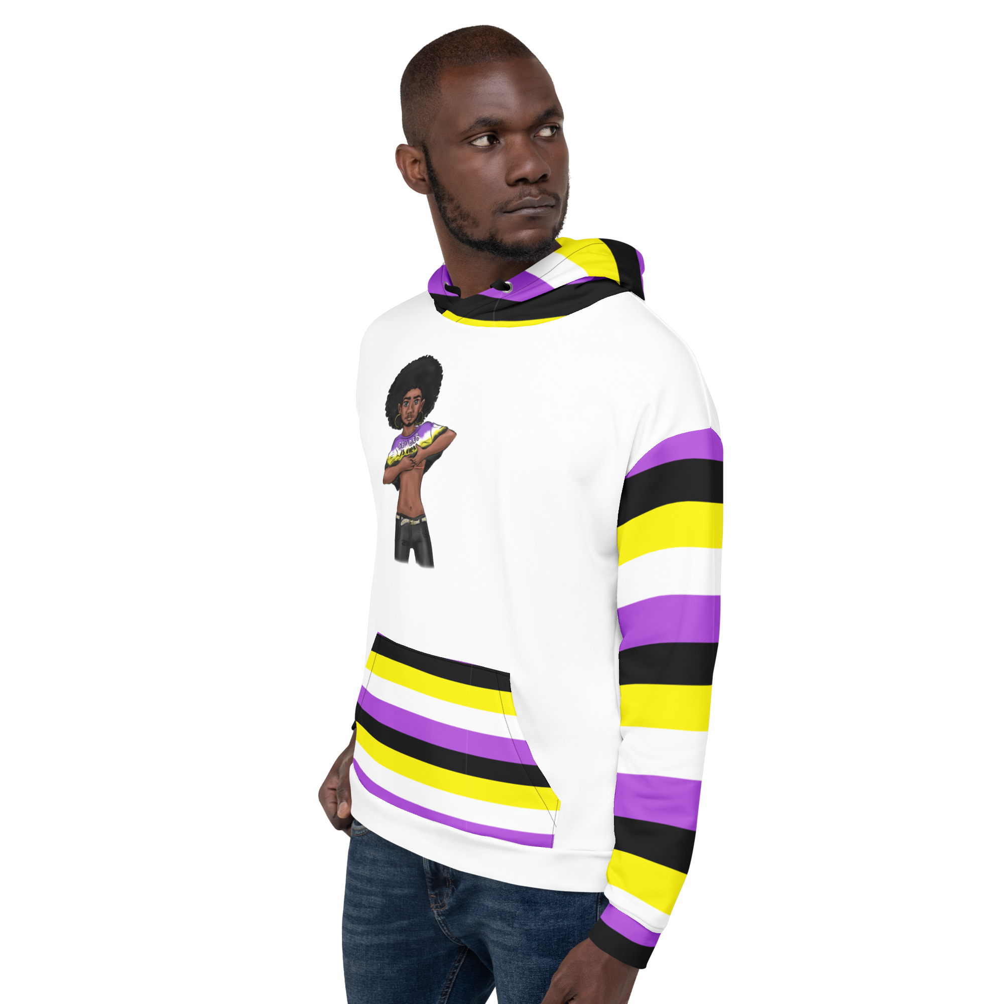 Non-Binary “Gender Is Over” Hoodie – Black and Yellow | Bold, Inclusive & Comfortable