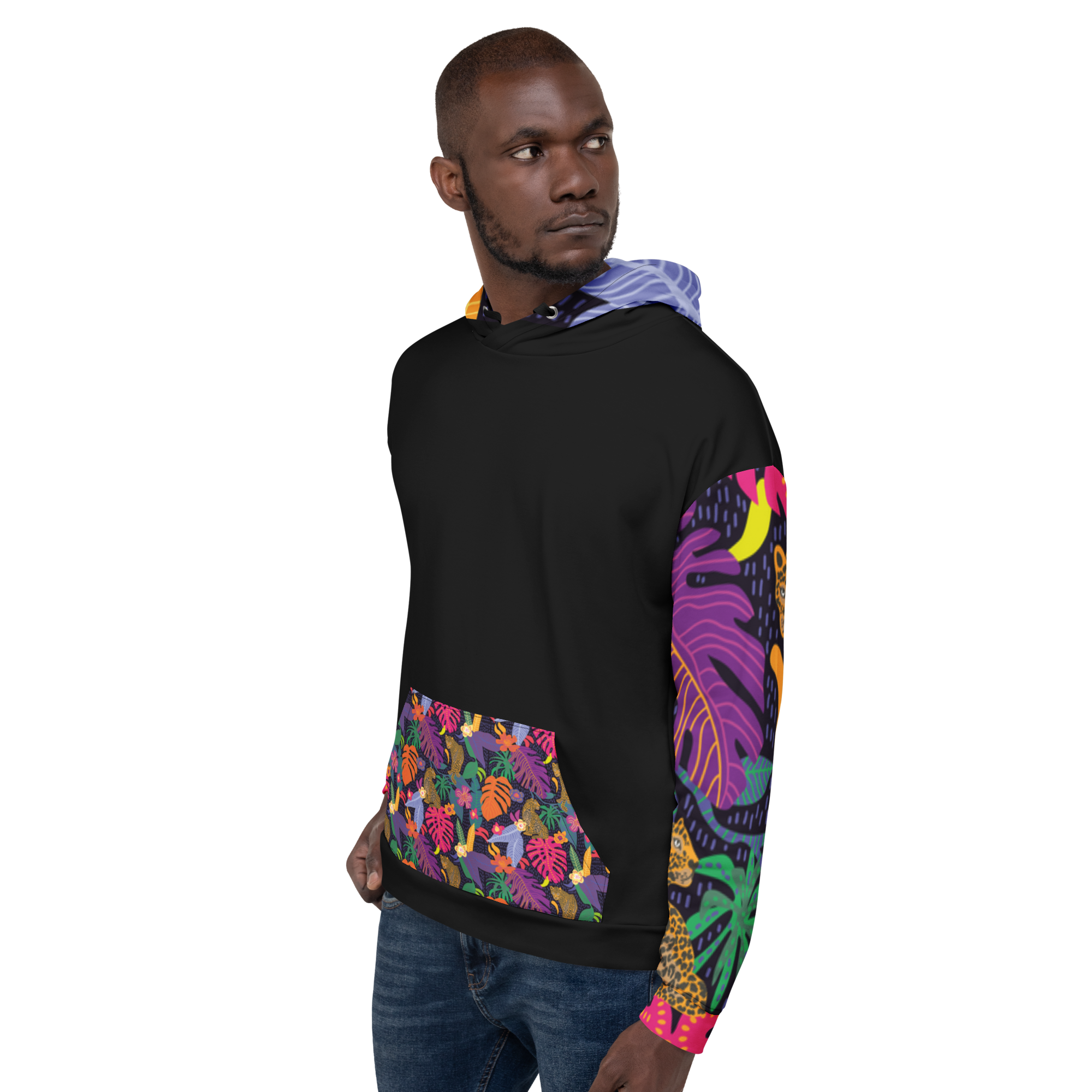 Floral Jaguar Hoodie – Colourful Print with Botanical Motifs | Bold & Artistic Streetwear