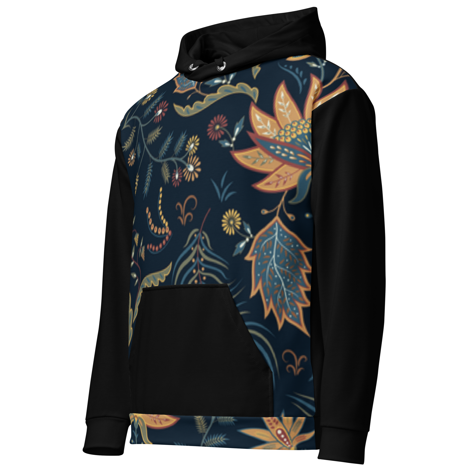 Blue Floral Hoodie with “He” Statement – Soft & Empowering | Comfortable Fit
