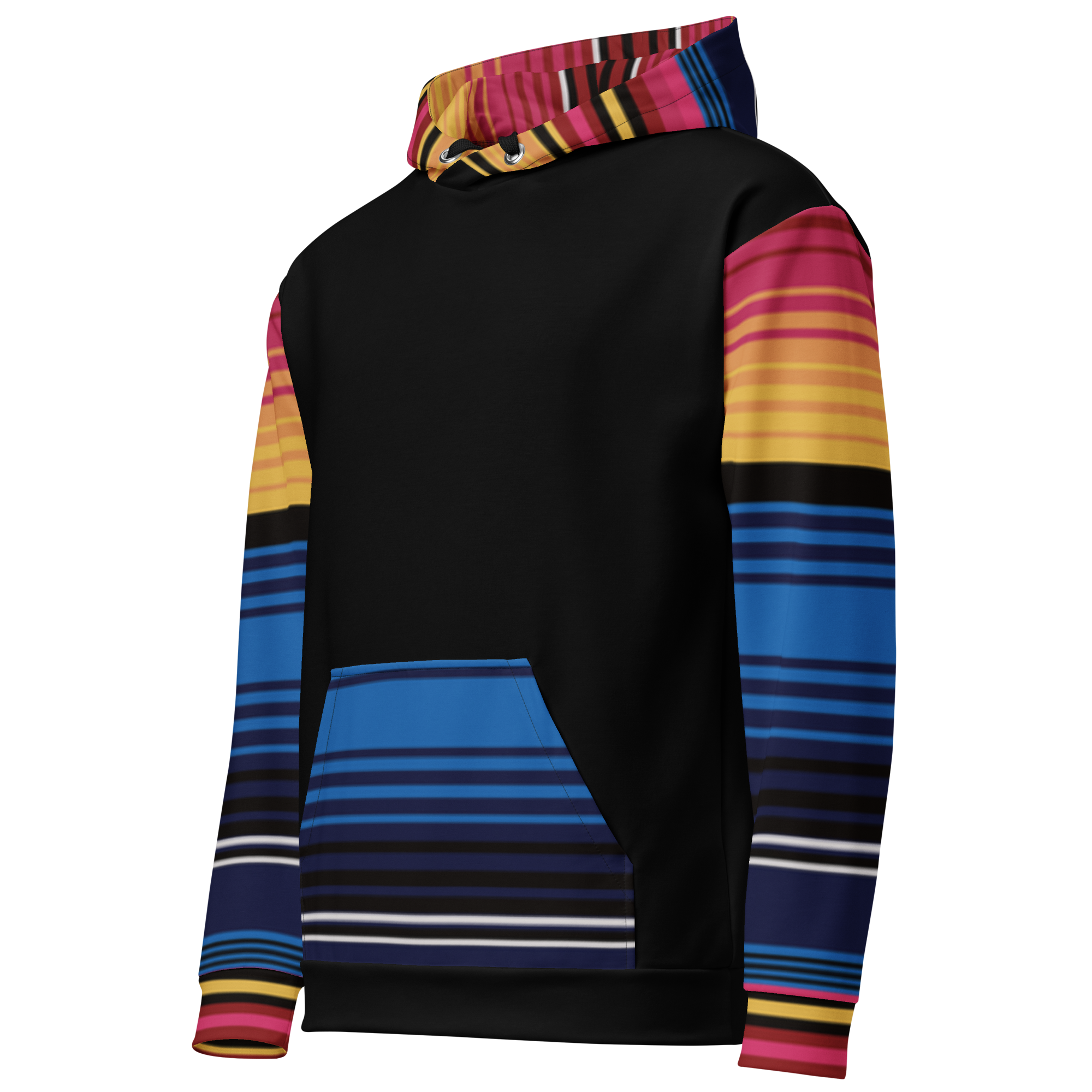 Colour Stripe Hoodie – Bold Style with Black Contrast