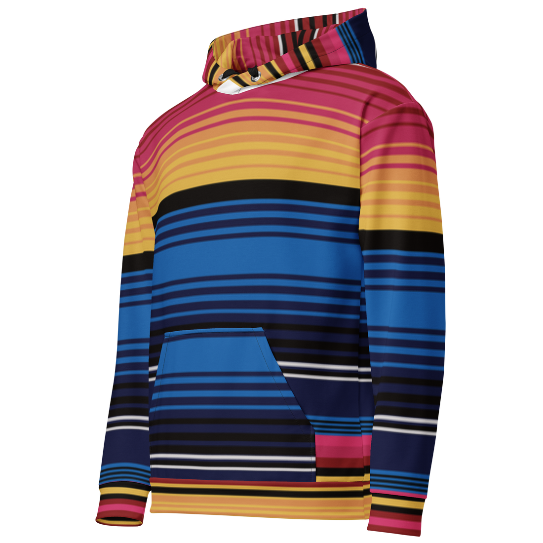 Coloured Stripe Hoodie – Vibrant Band Print | Relaxed Cotton-Blend Sweatshirt