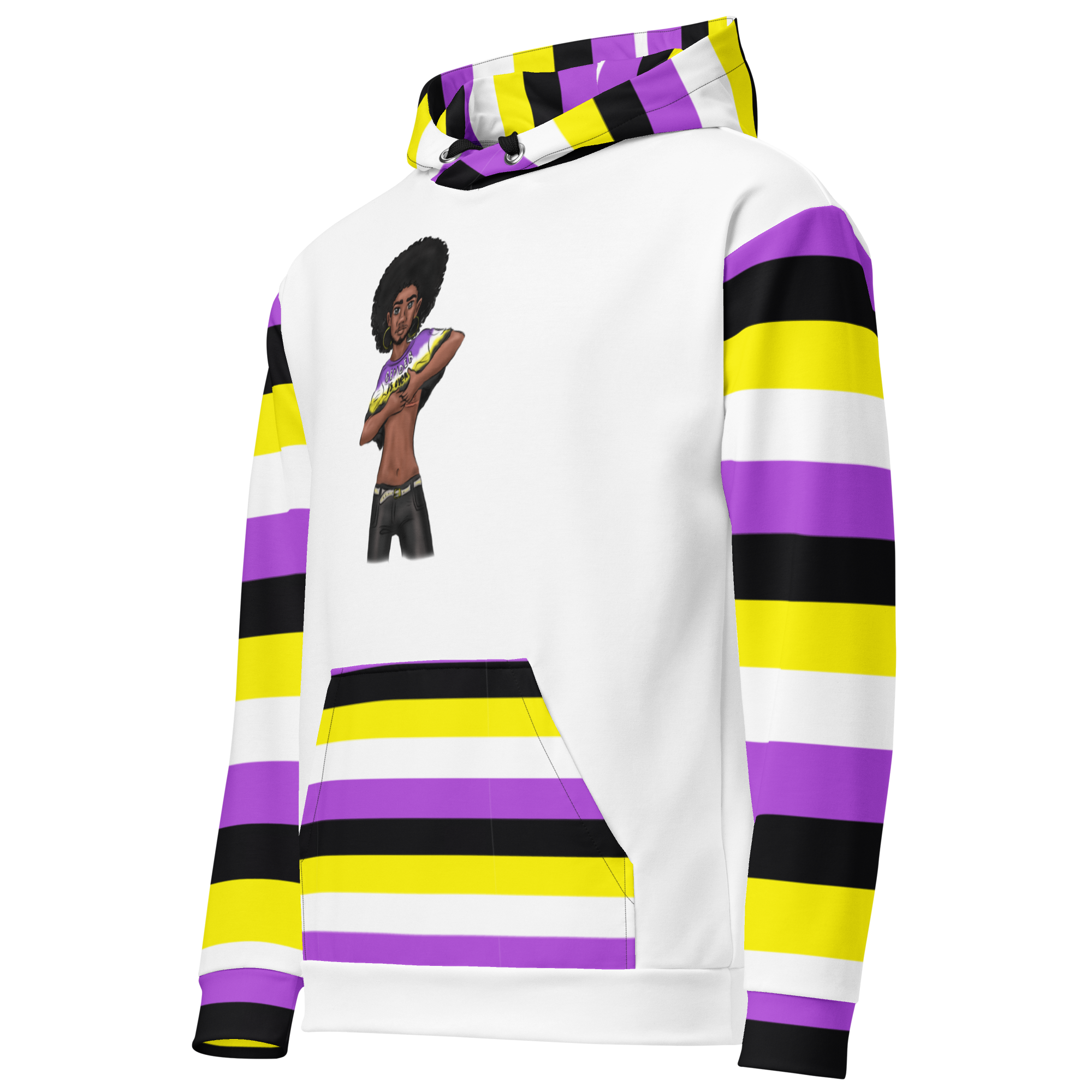 Non-Binary “Gender Is Over” Hoodie – Black and Yellow | Bold, Inclusive & Comfortable