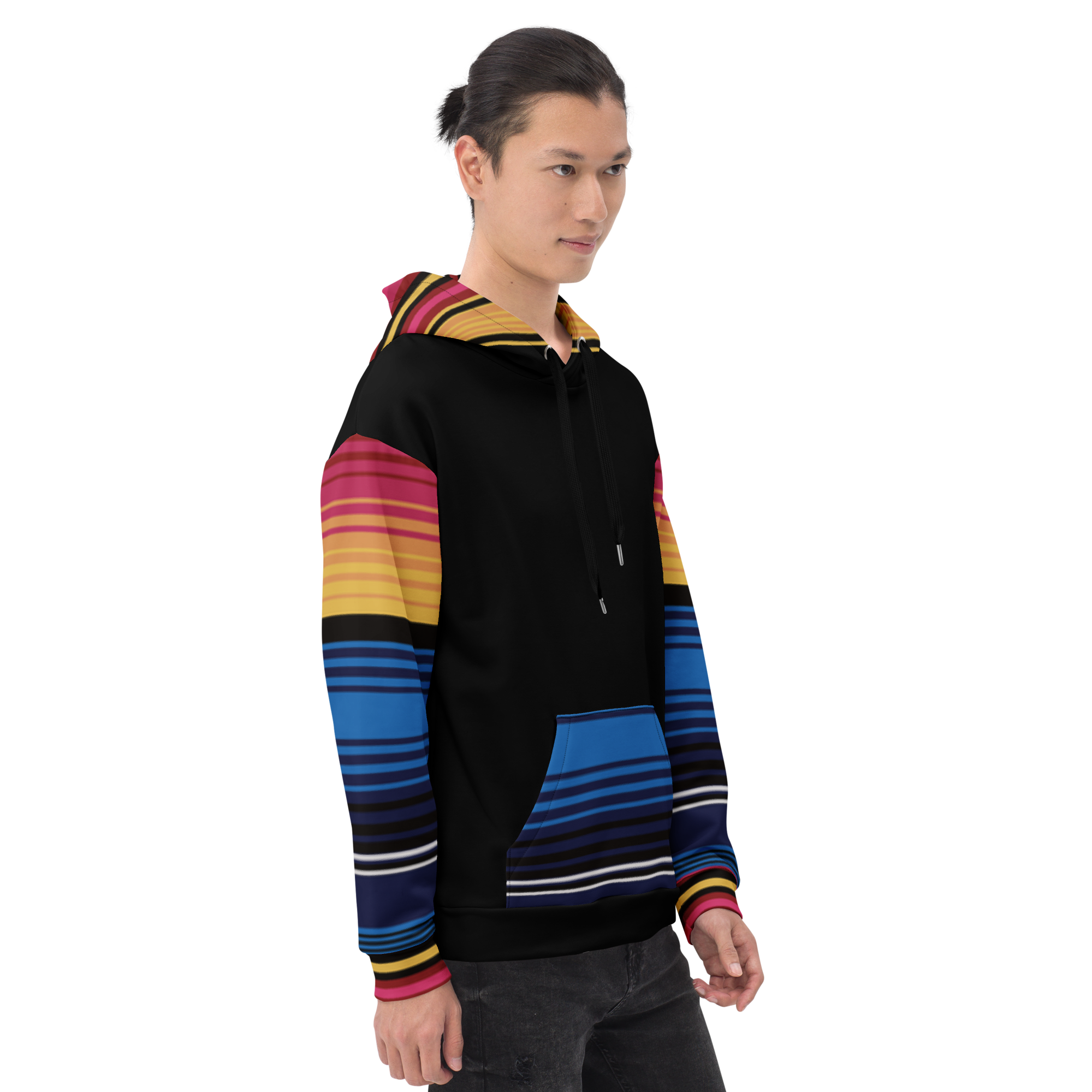 Colour Stripe Hoodie – Bold Style with Black Contrast