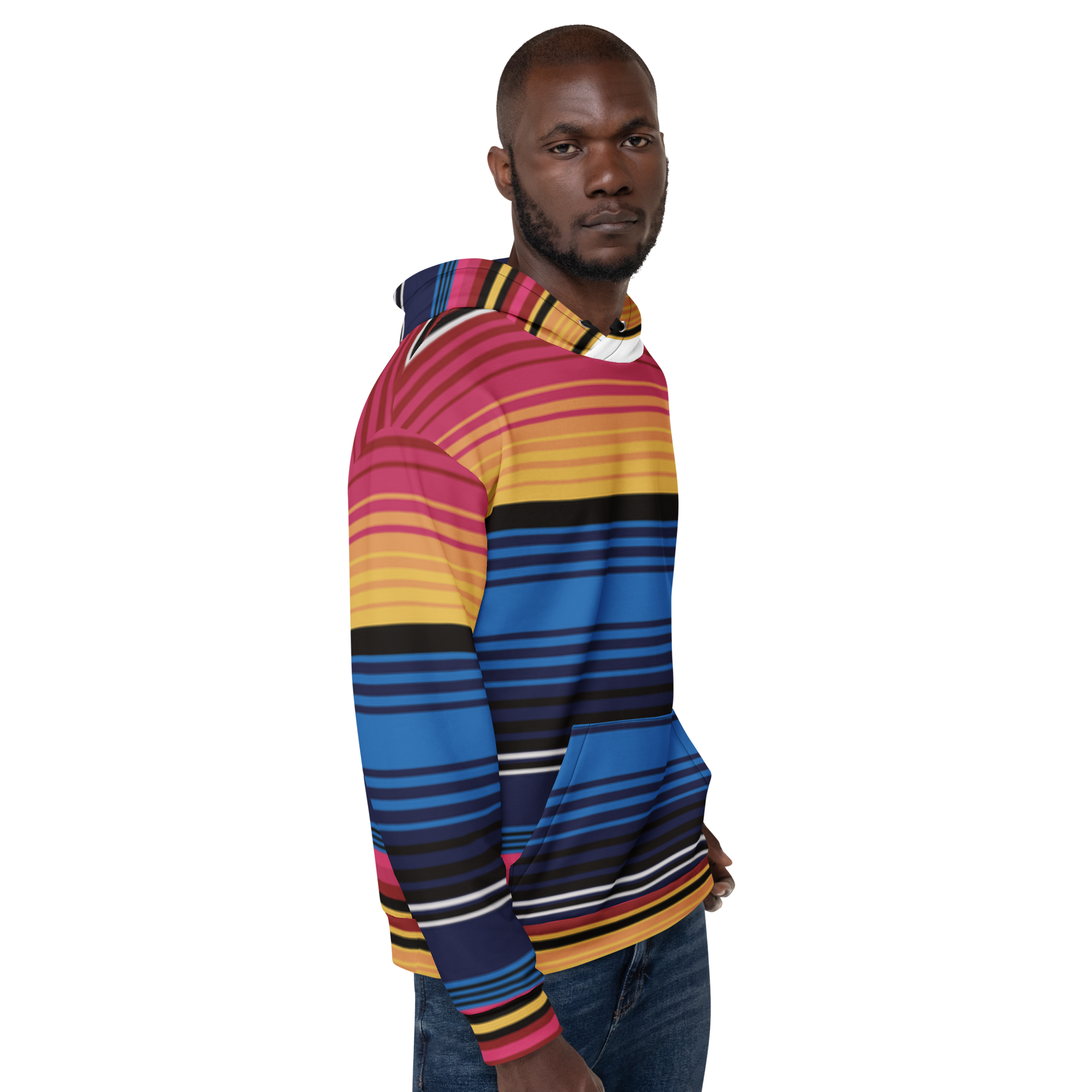 Coloured Stripe Hoodie – Vibrant Band Print | Relaxed Cotton-Blend Sweatshirt