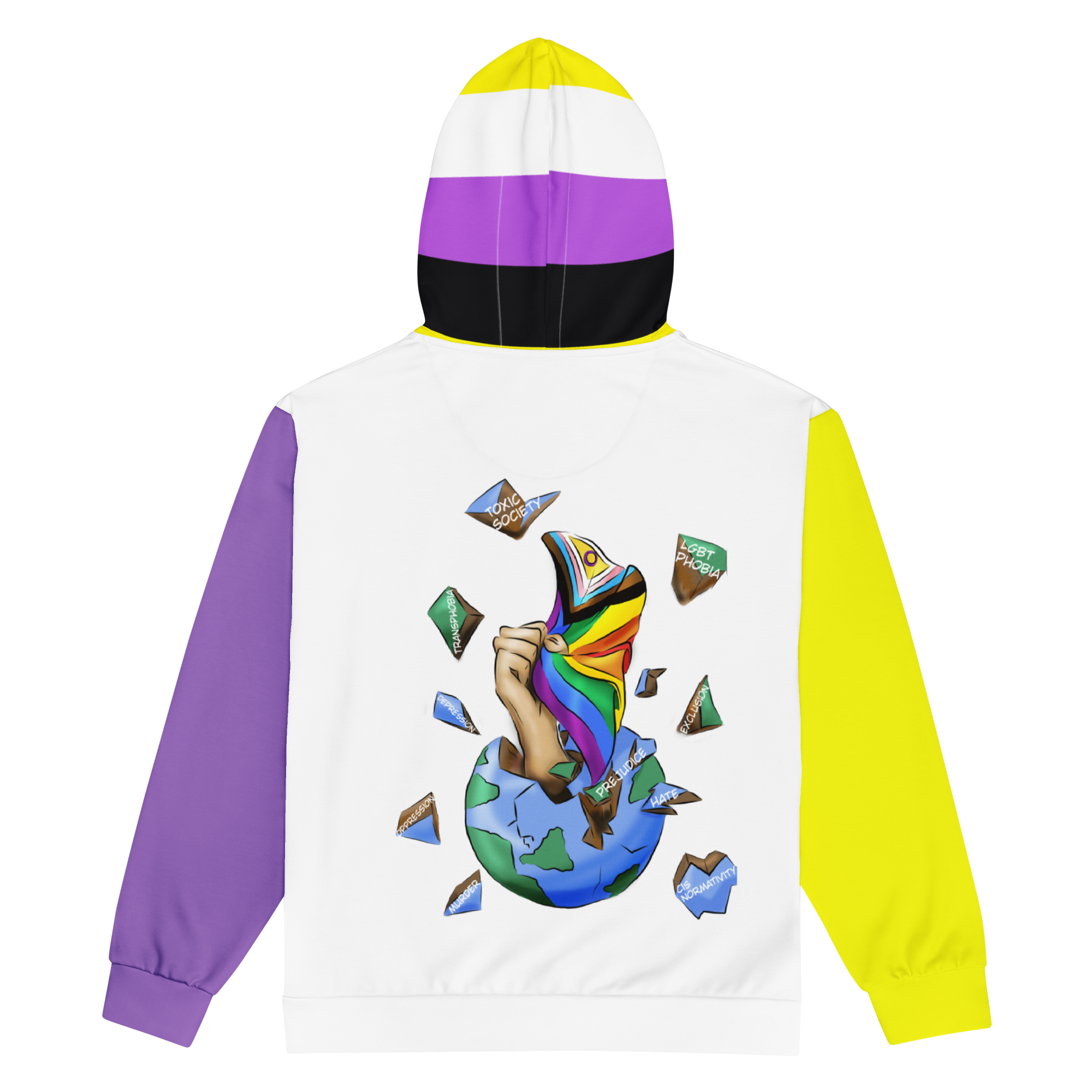 Nonbinary Pride Zip Hoodie – Soft Fleece, Metal Zip, Front Pockets, Inclusive Fit | Voce Lindx