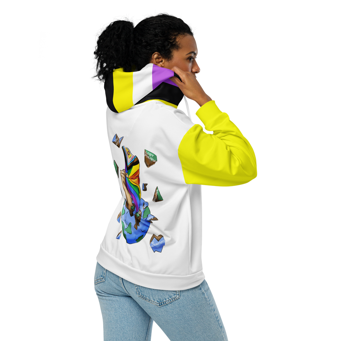Nonbinary Pride Zip Hoodie – Soft Fleece, Metal Zip, Front Pockets, Inclusive Fit | Voce Lindx